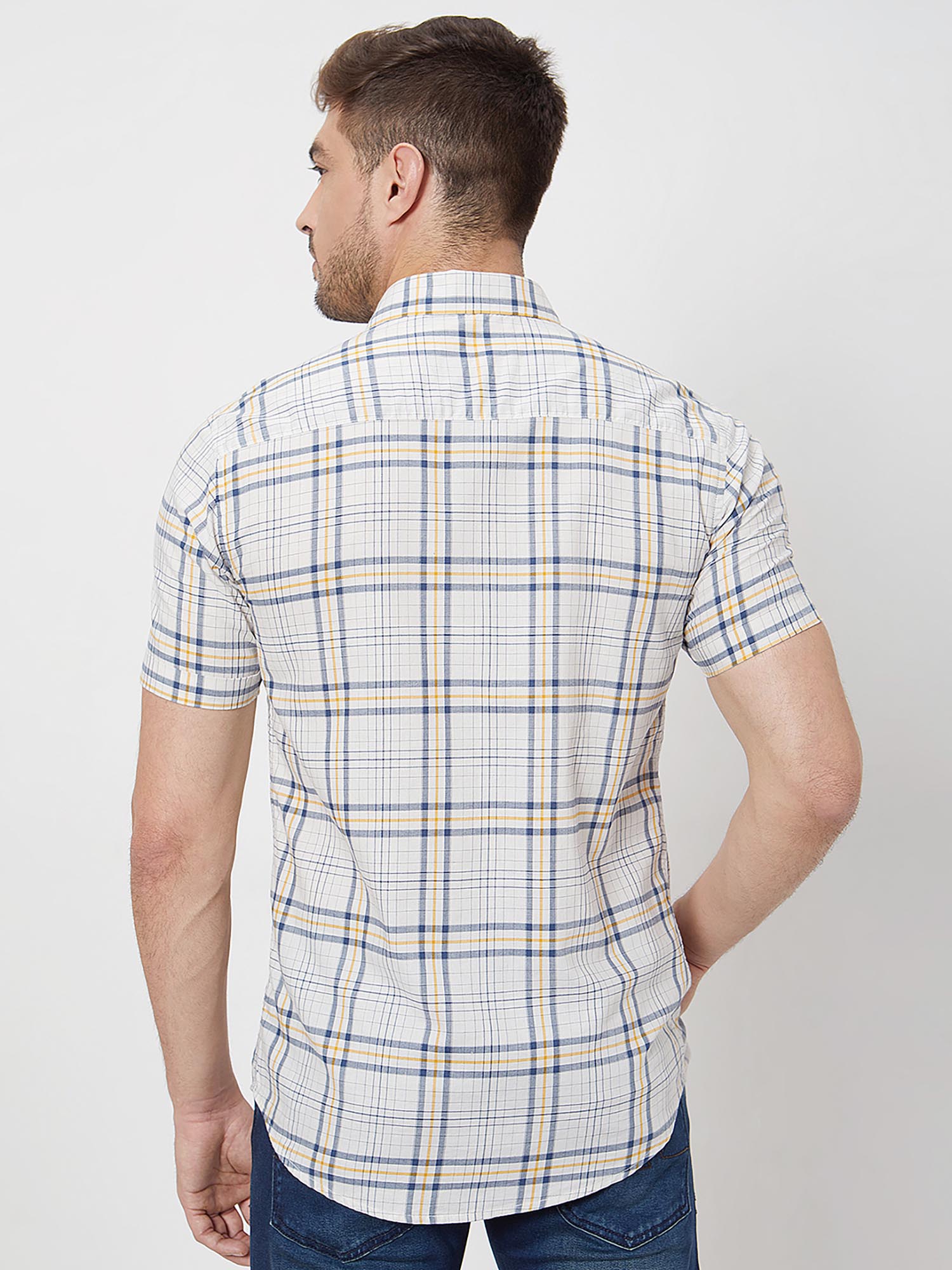Beige Checks Men Shirt