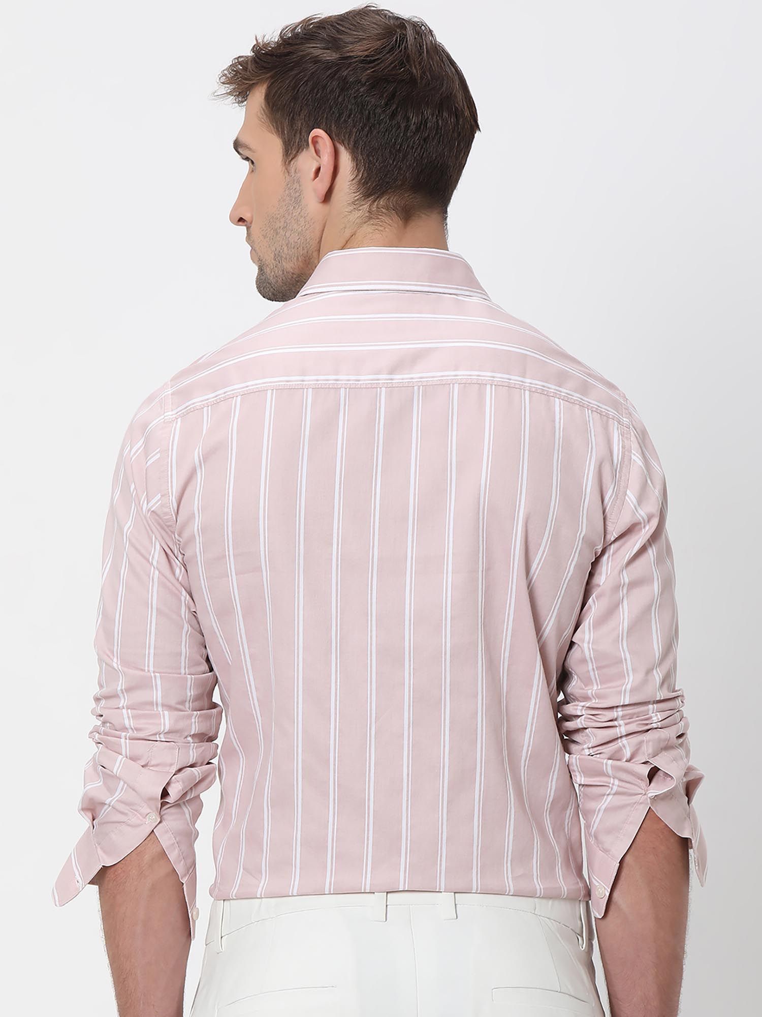 Soft Pink Stripes Men Shirt