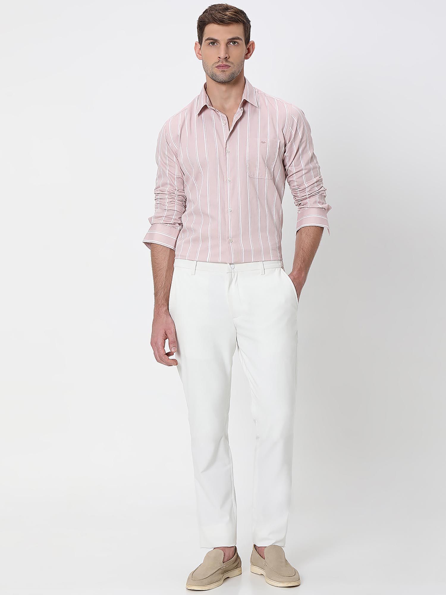 Soft Pink Stripes Men Shirt