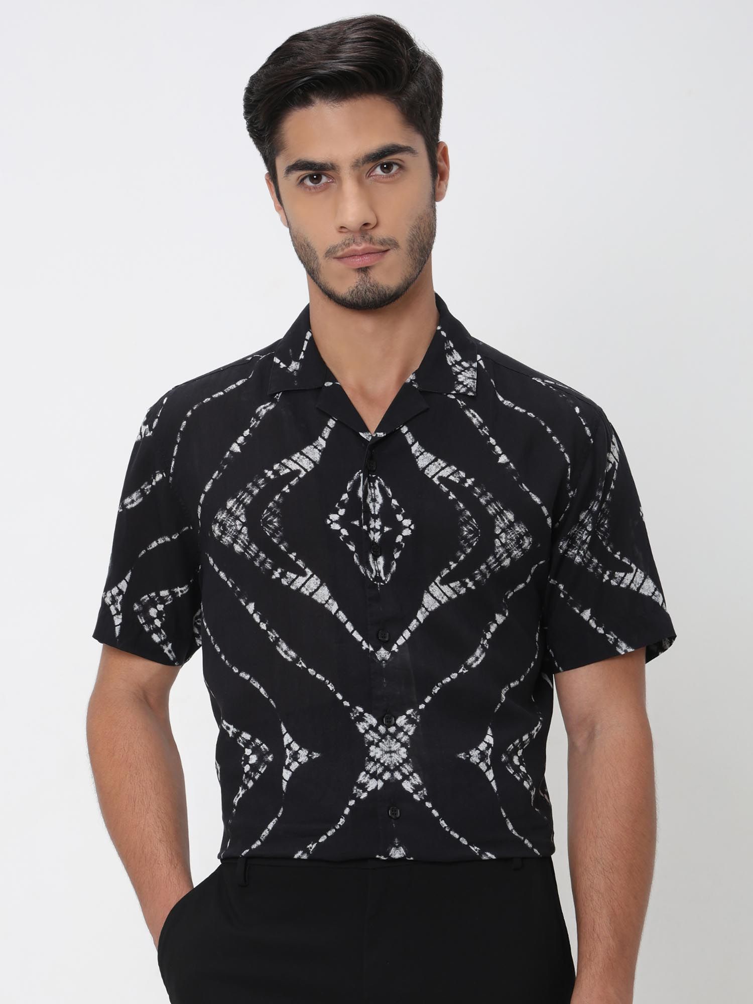 Jet Black Abstract Men Shirt