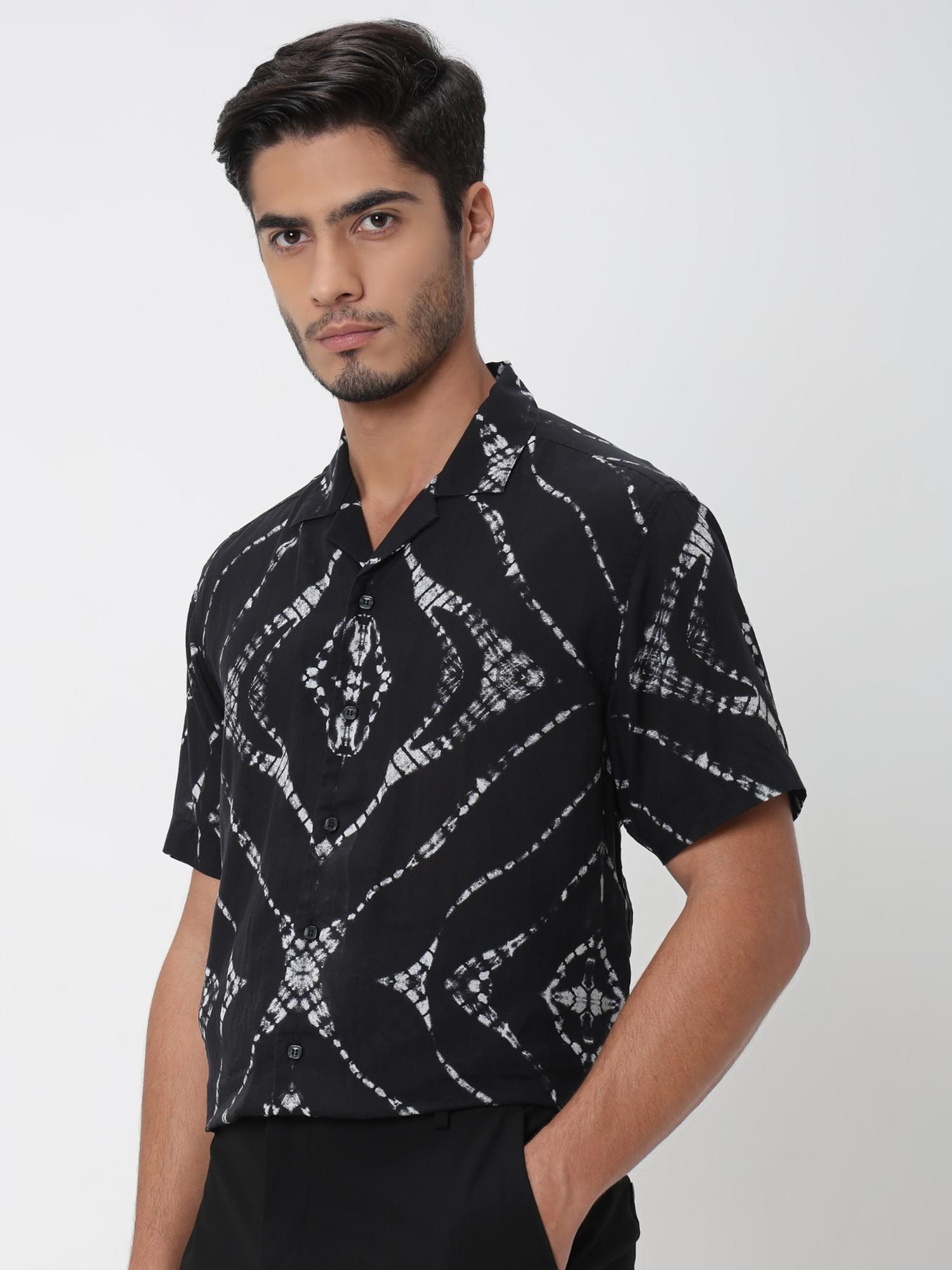 Jet Black Abstract Men Shirt