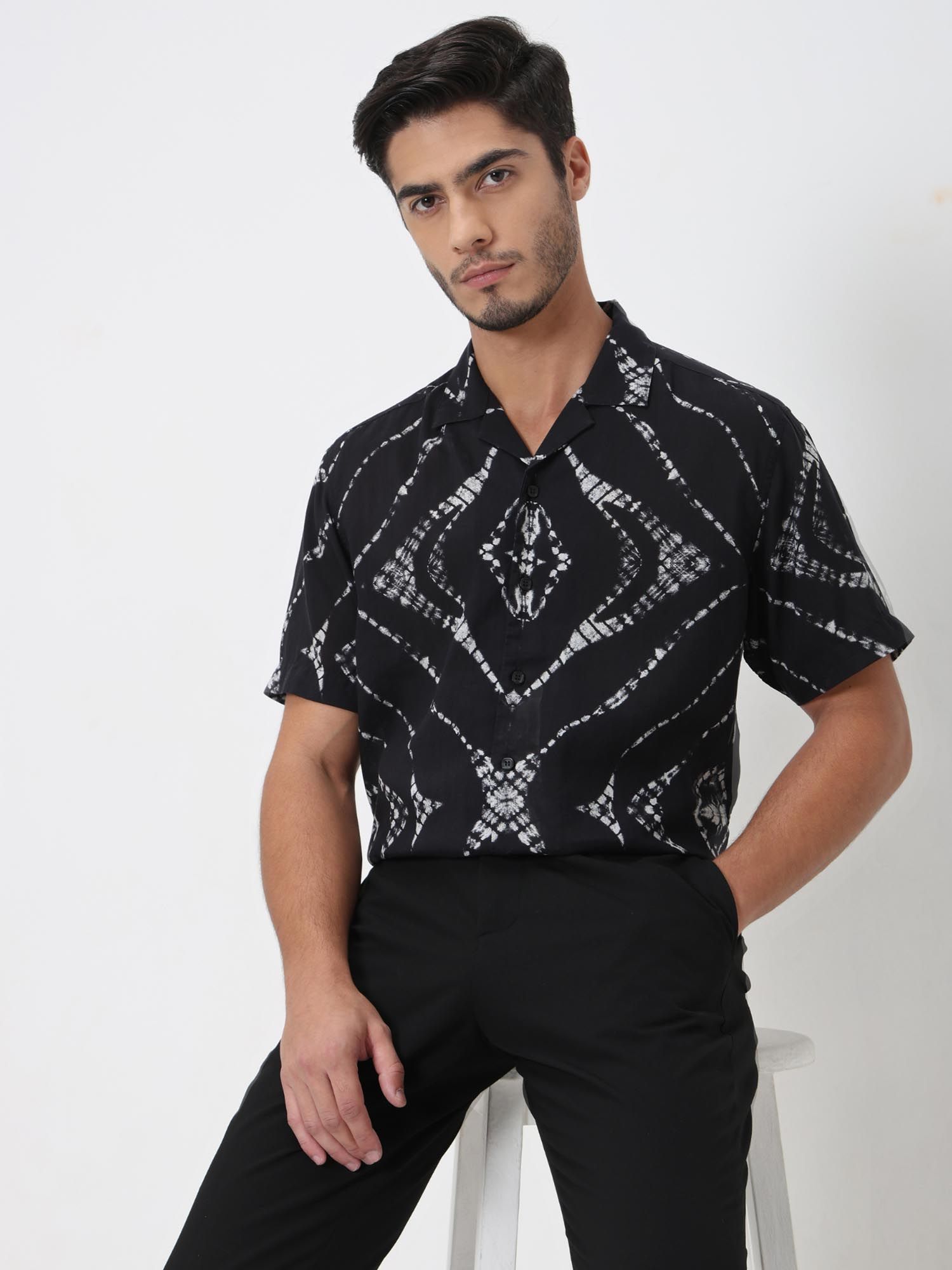 Jet Black Abstract Men Shirt