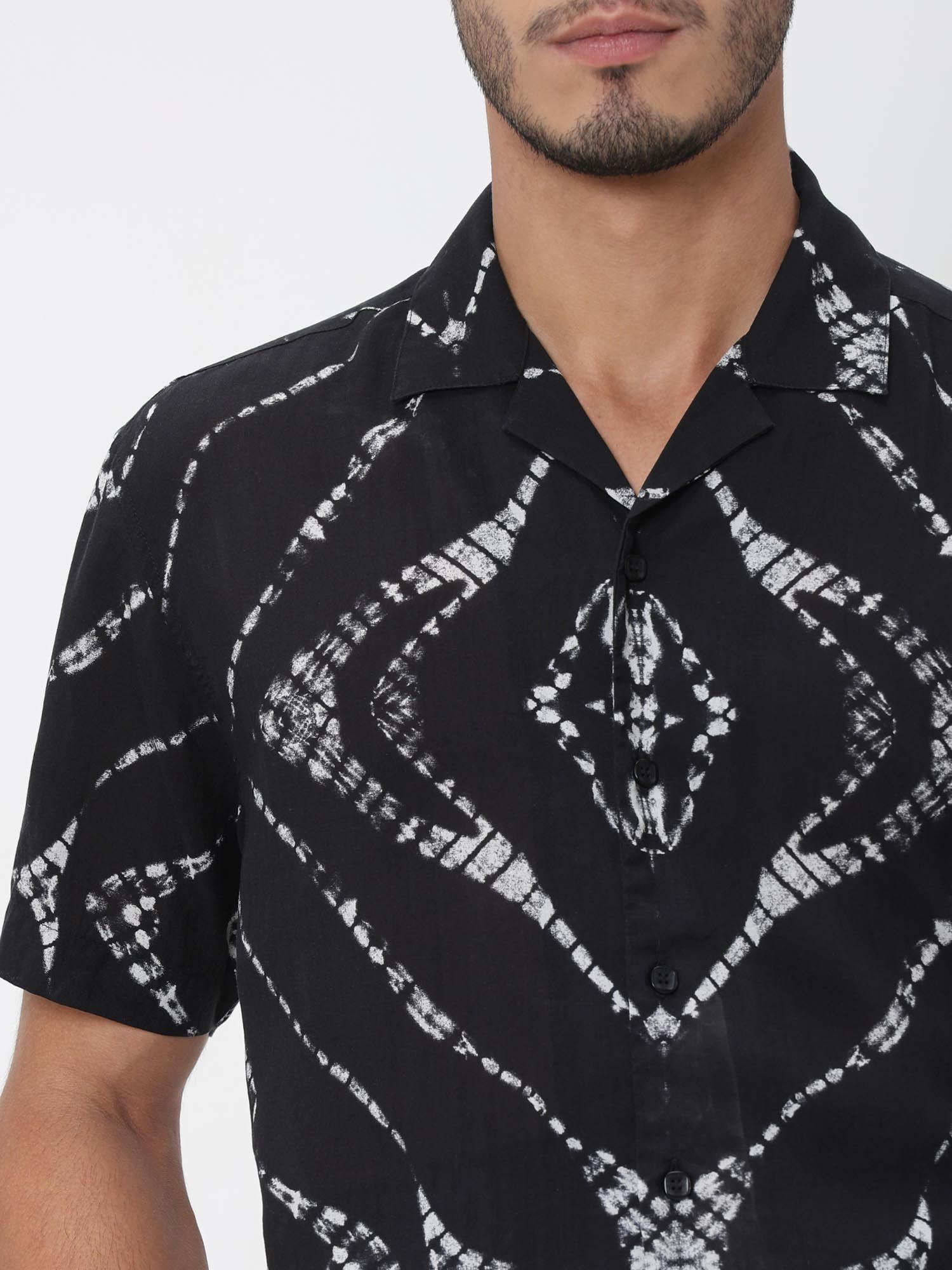 Jet Black Abstract Men Shirt