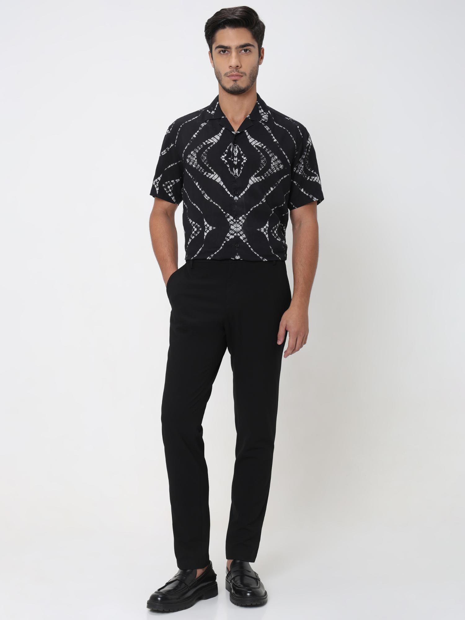 Jet Black Abstract Men Shirt