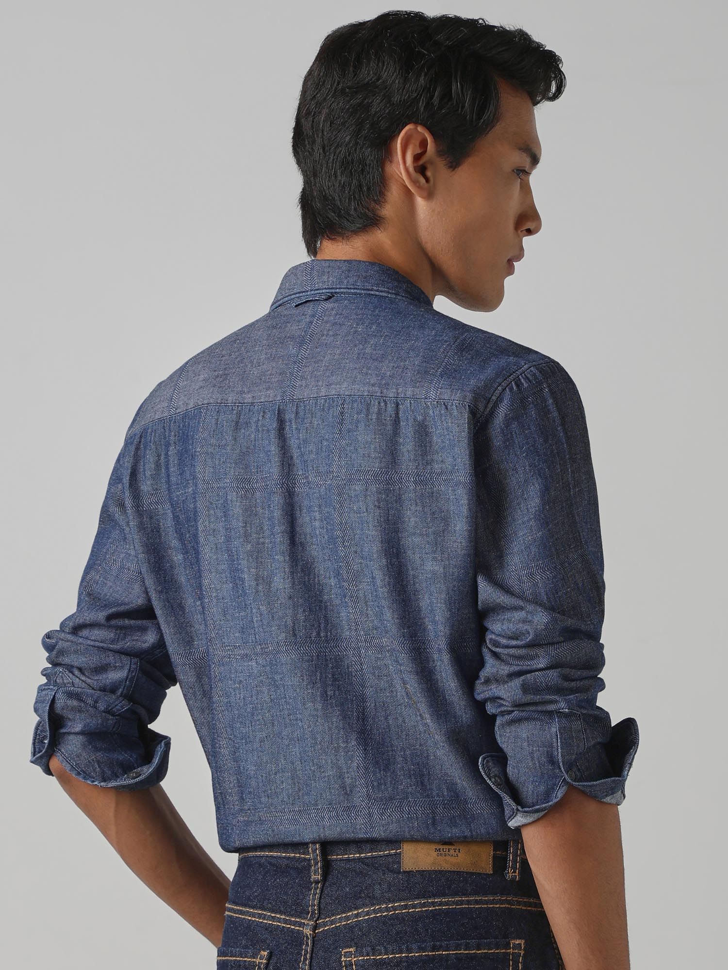 Indigo Blue Patterned Men Shirt