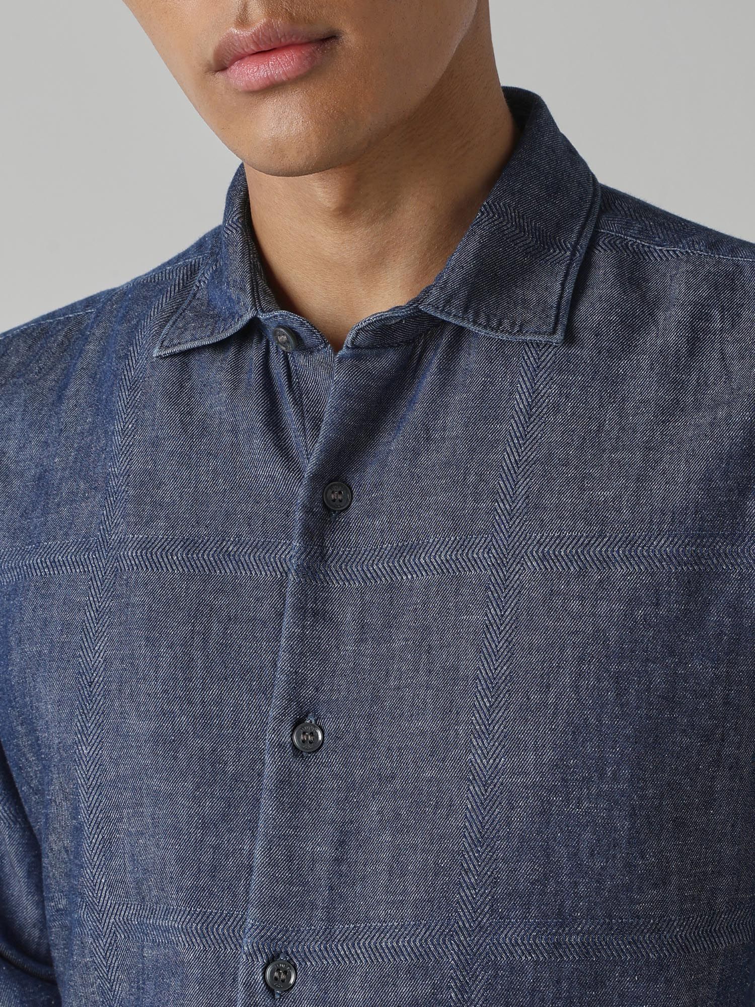 Indigo Blue Patterned Men Shirt