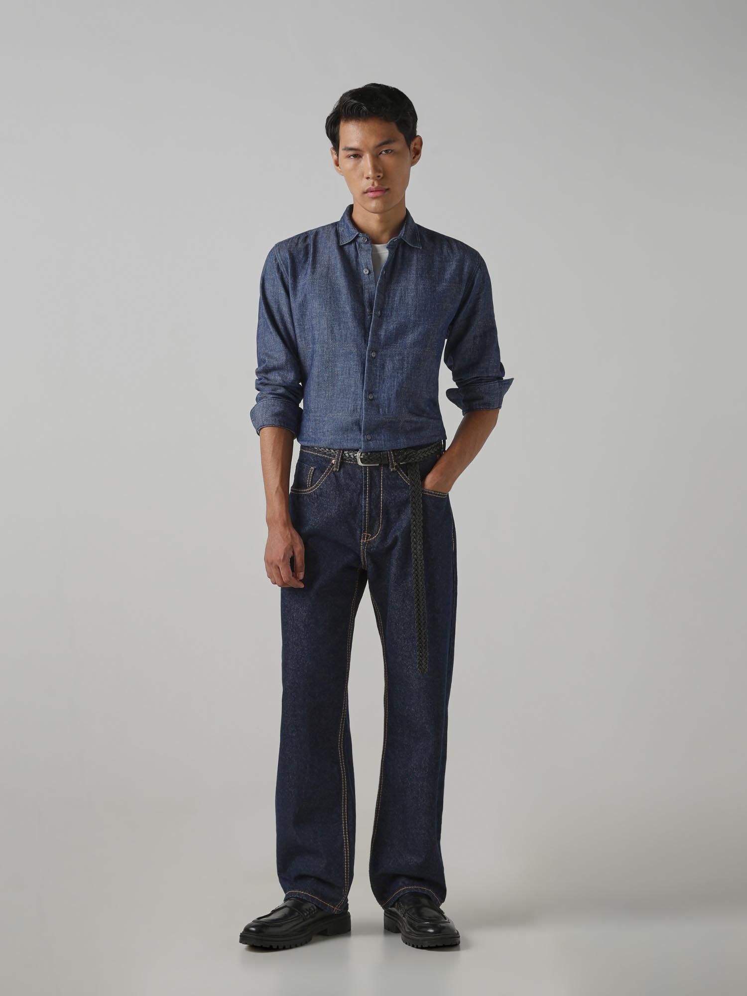 Indigo Blue Patterned Men Shirt