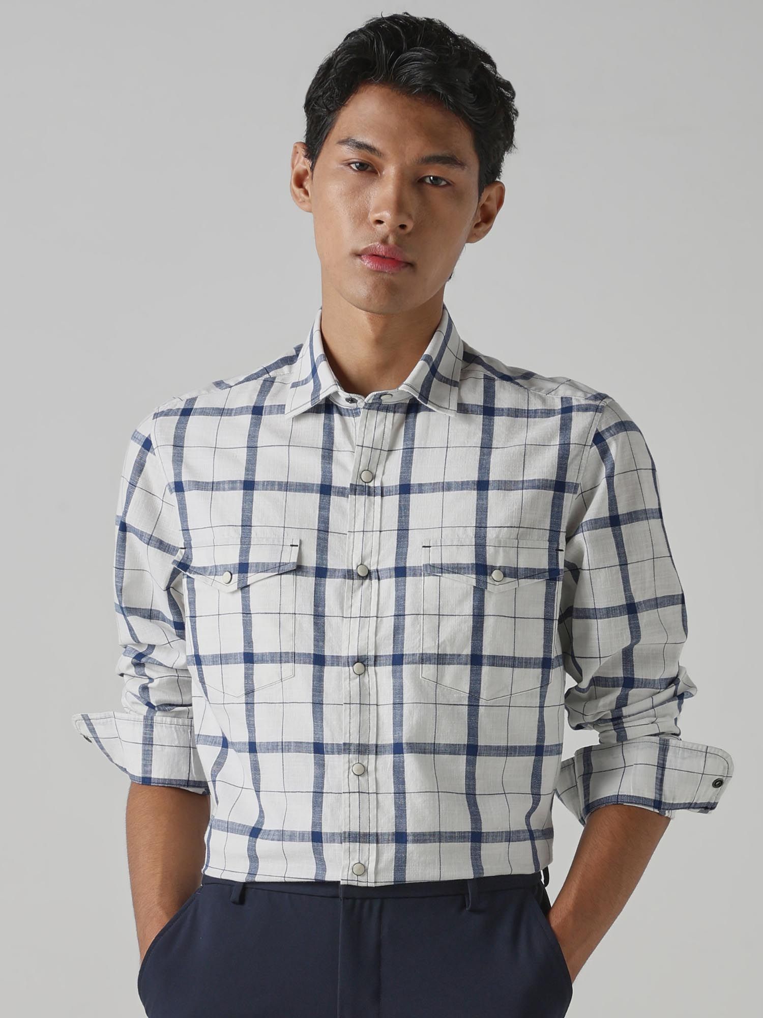 White Checks Men Shirt