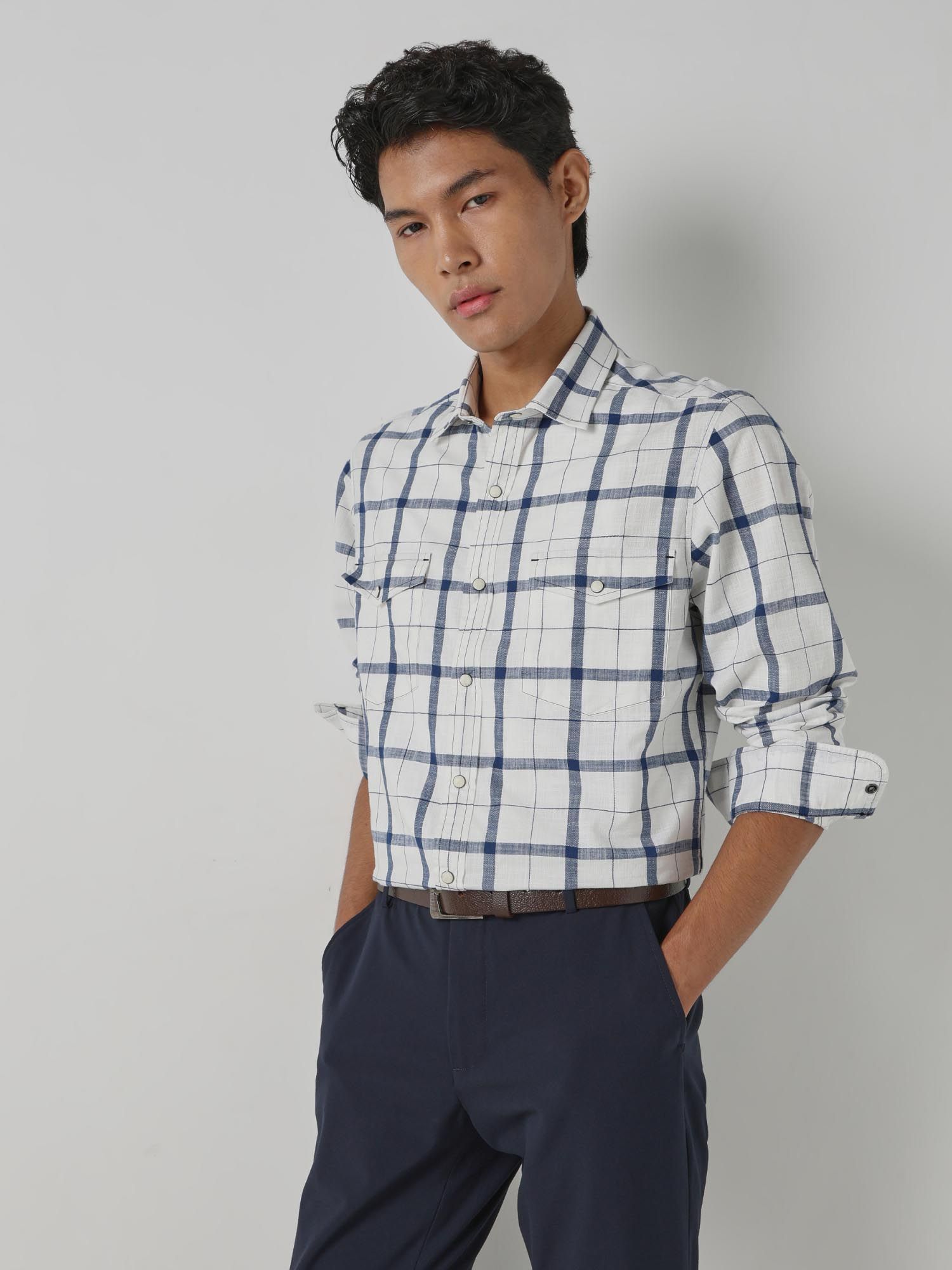 White Checks Men Shirt