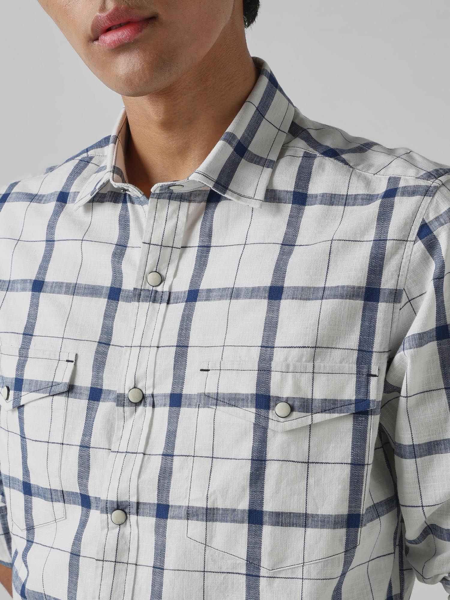 White Checks Men Shirt