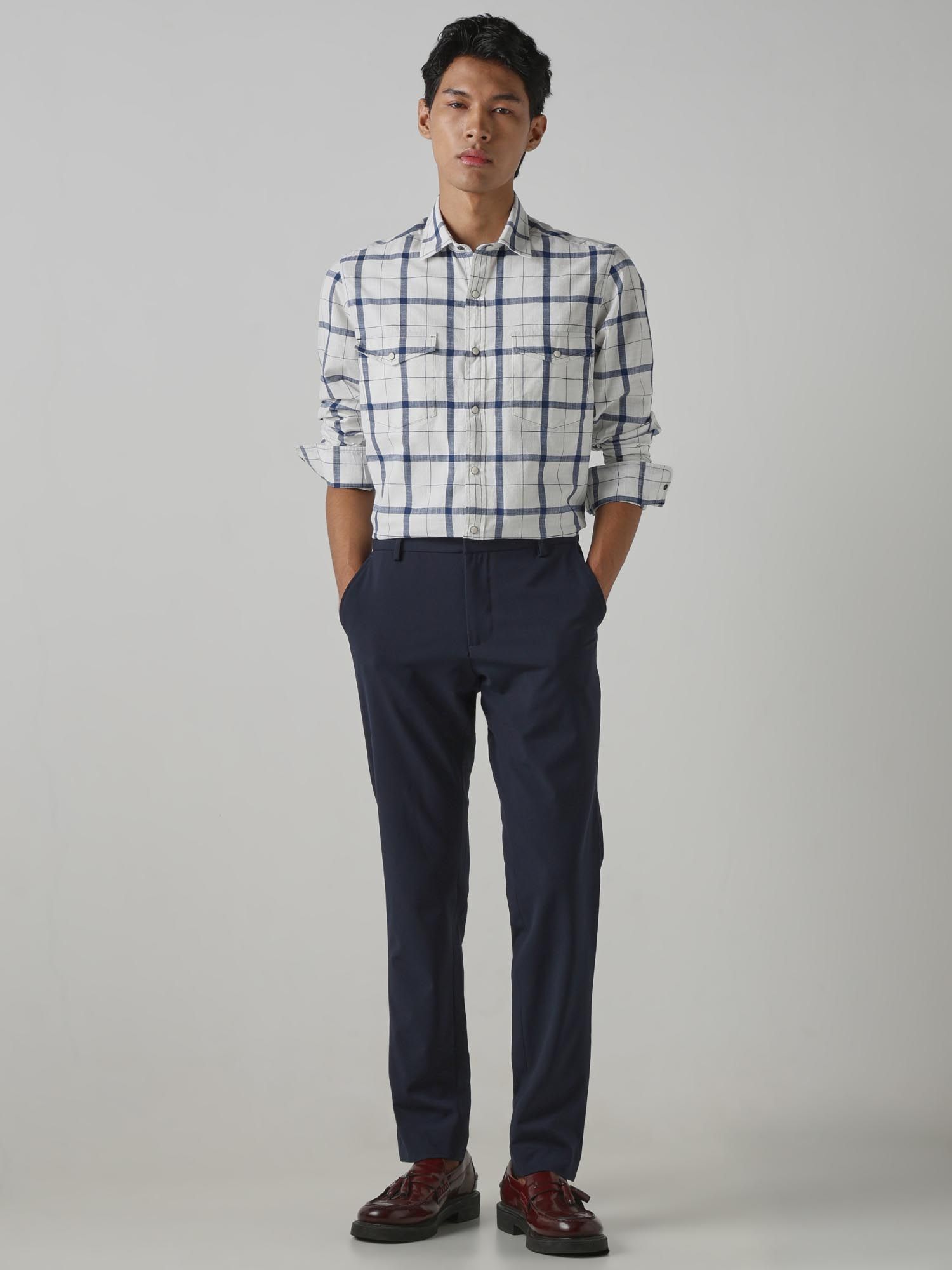 White Checks Men Shirt