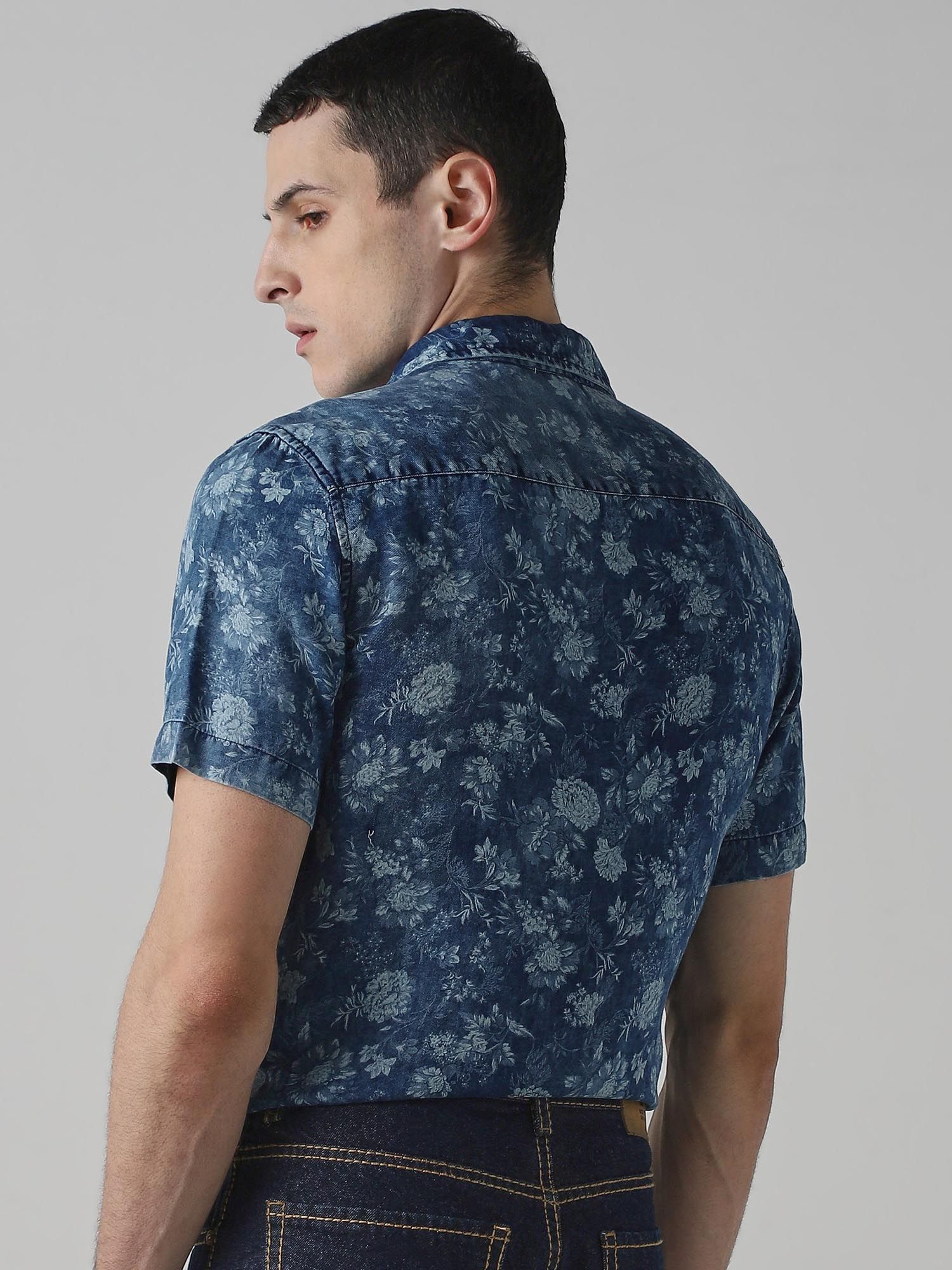 Indigo Blue Floral Men Shirt