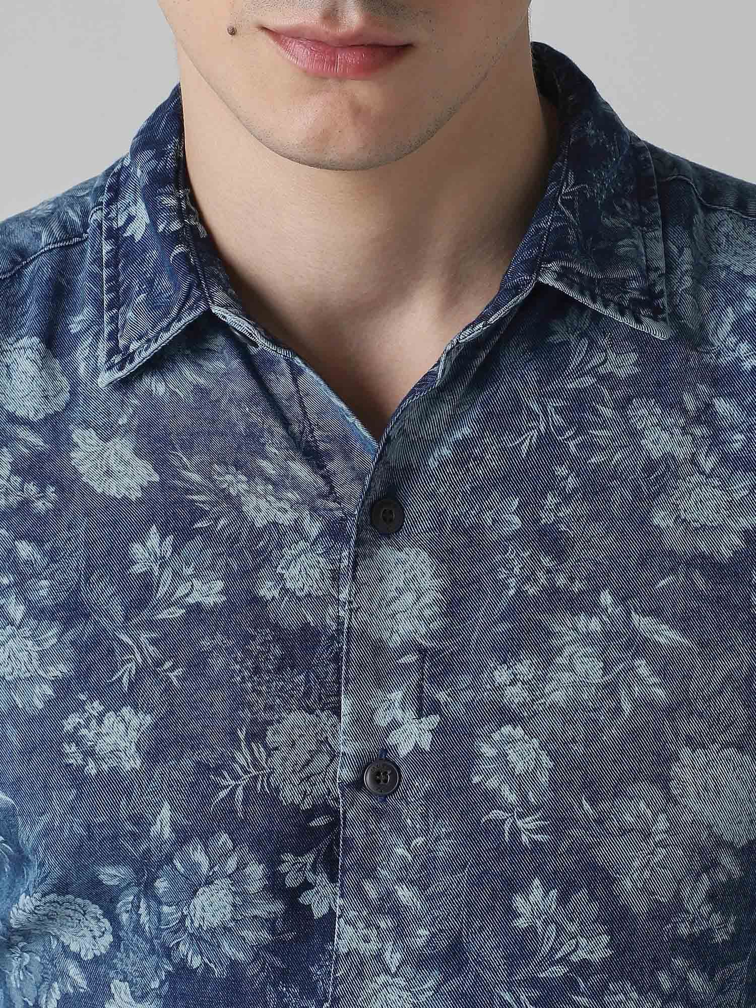 Indigo Blue Floral Men Shirt