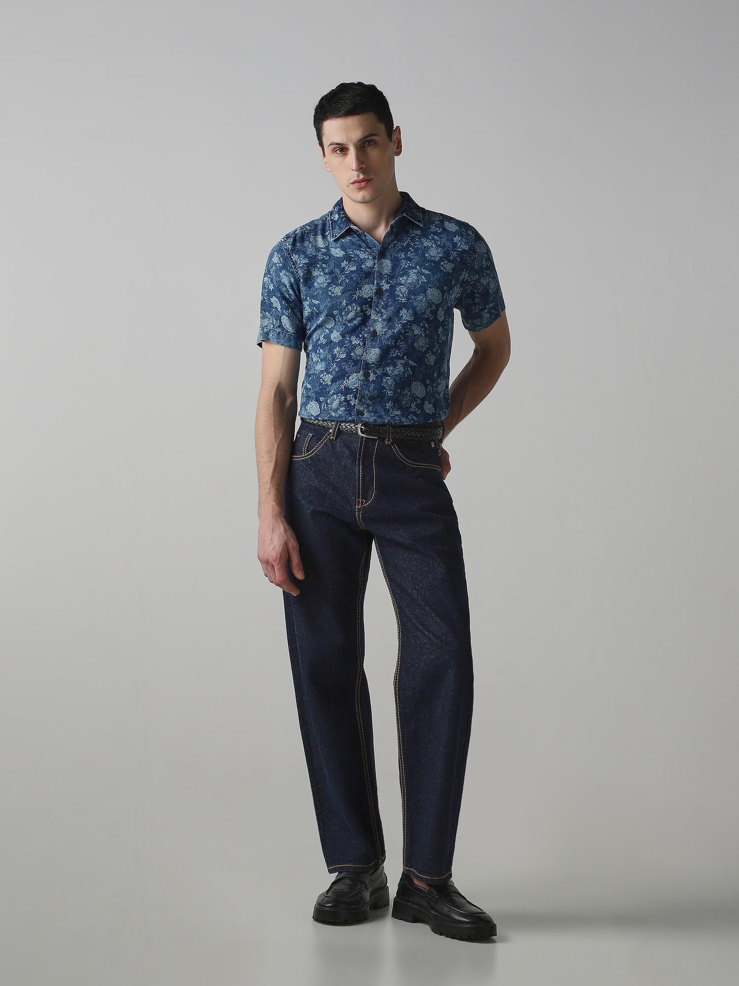 Indigo Blue Floral Men Shirt