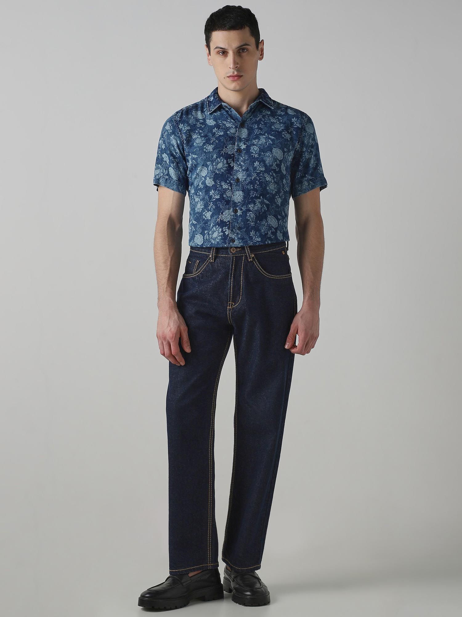 Indigo Blue Floral Men Shirt