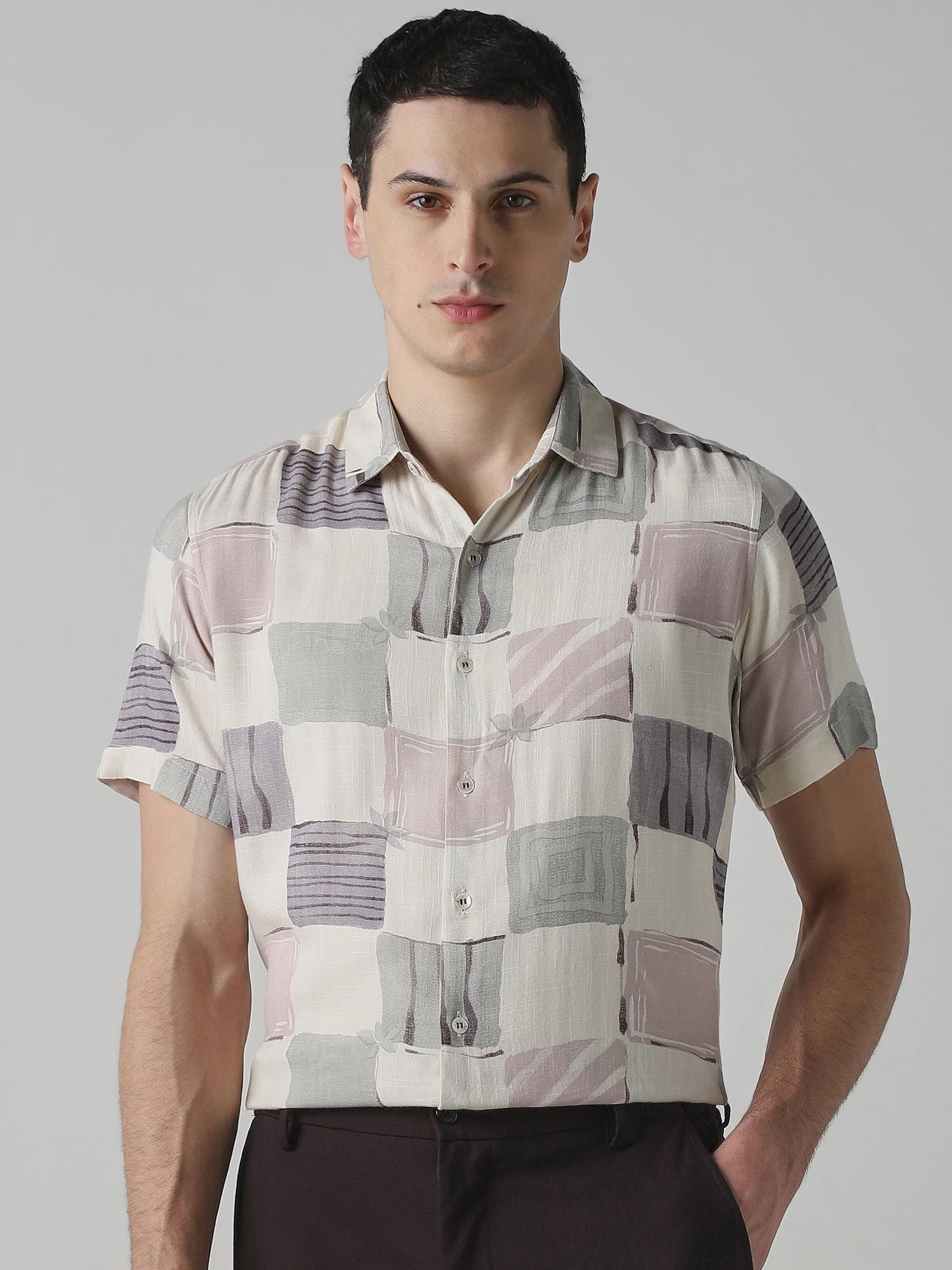 Muted Multi-Color Abstract Men Shirt