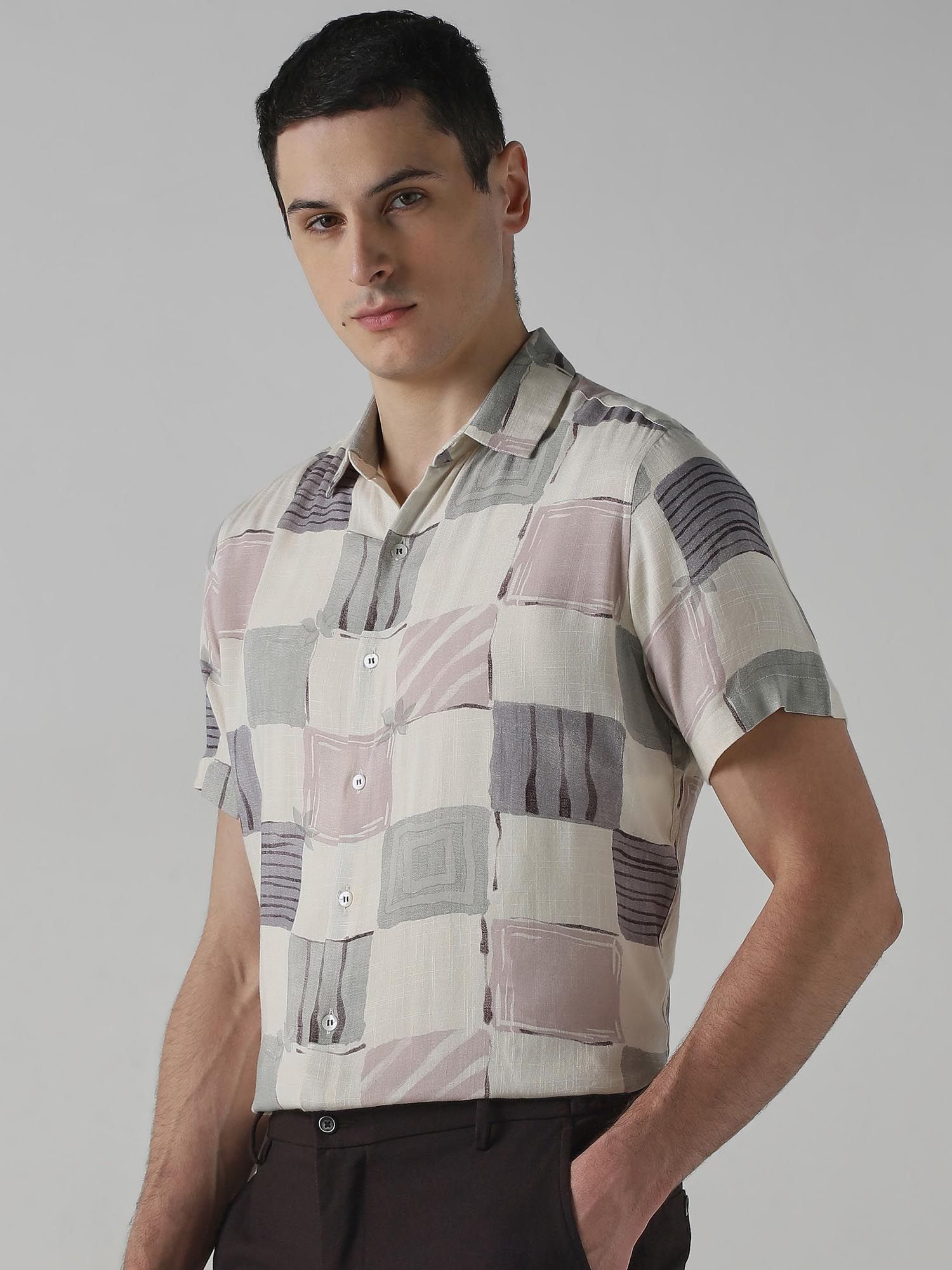 Muted Multi-Color Abstract Men Shirt