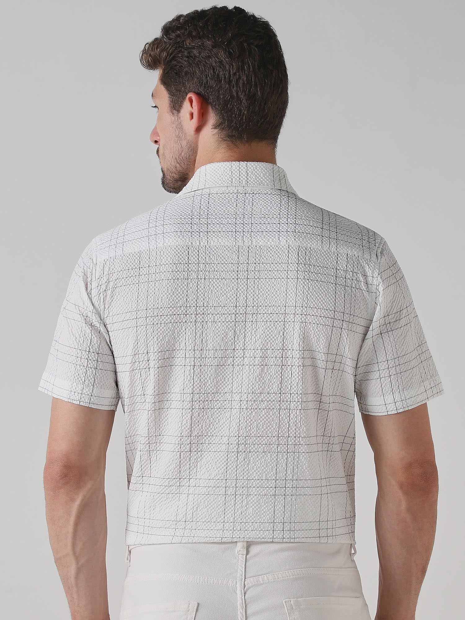 Off White Checks Men Shirt