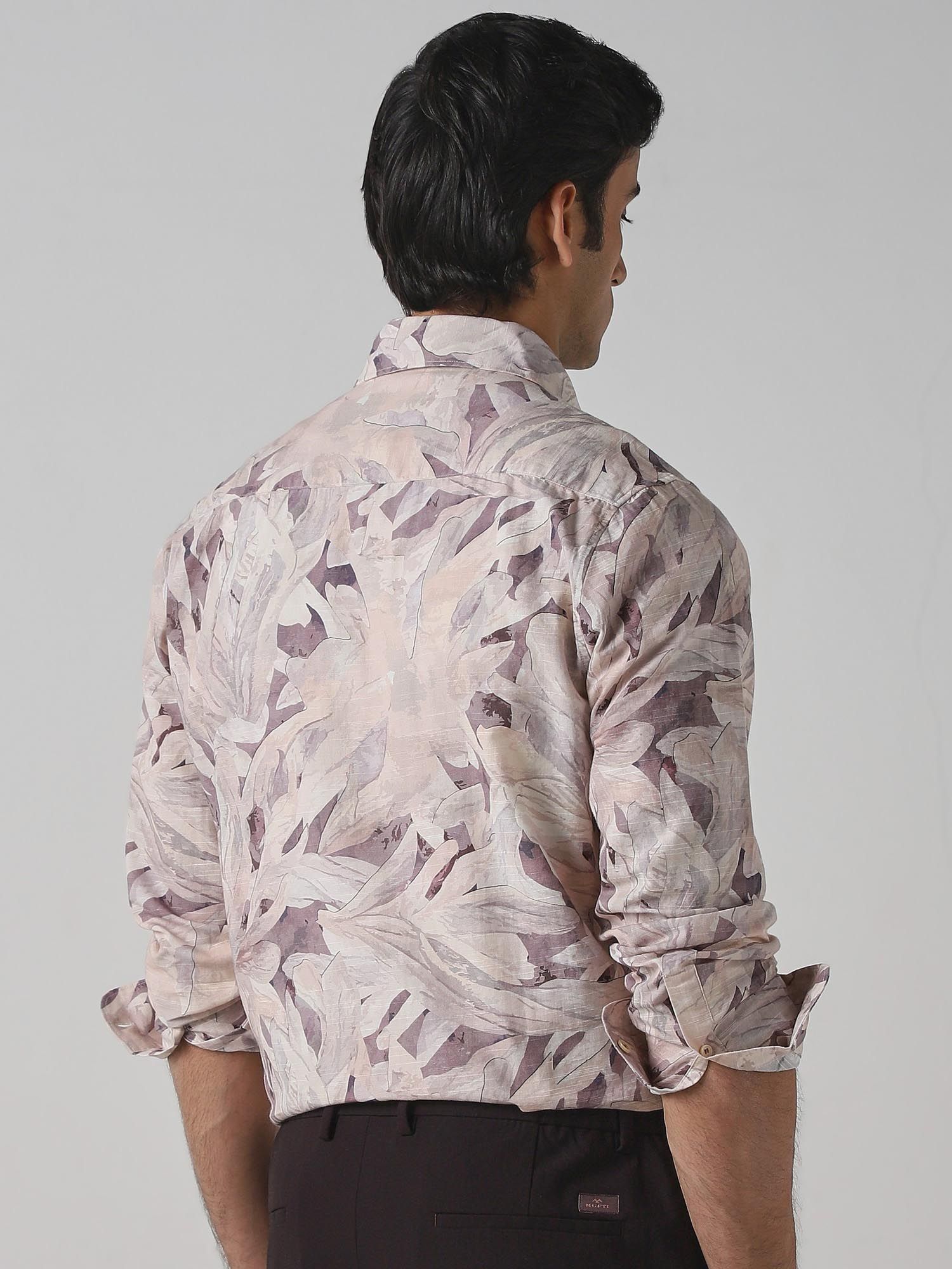 Muted Beige Floral Men Shirt