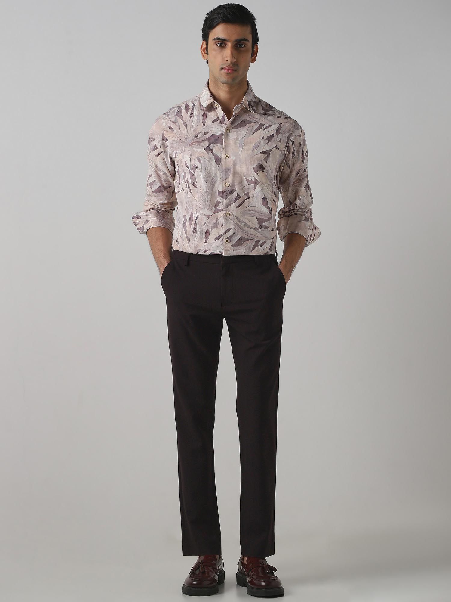 Muted Beige Floral Men Shirt
