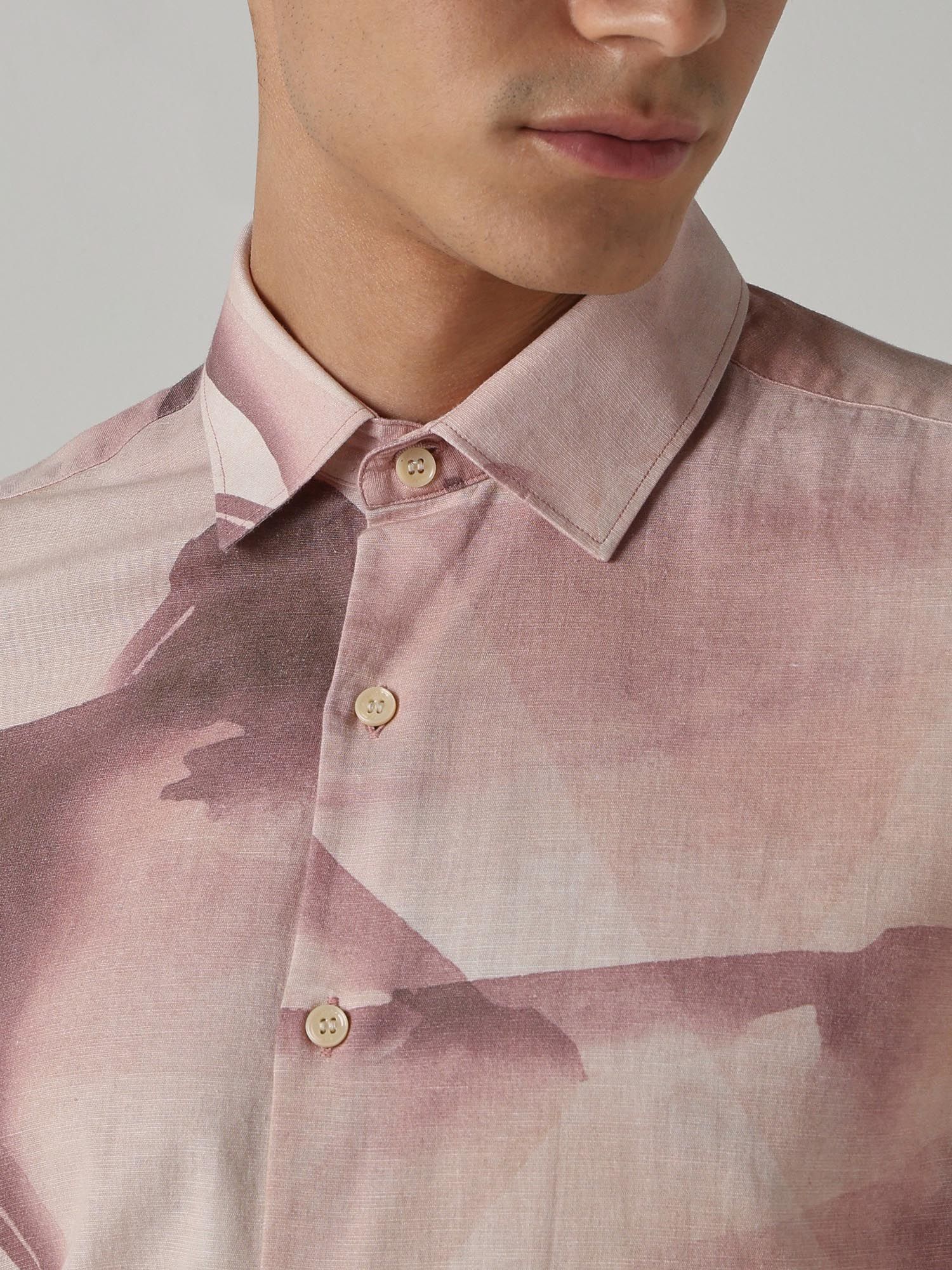 Soft Pastel Pink Abstract Men Shirt