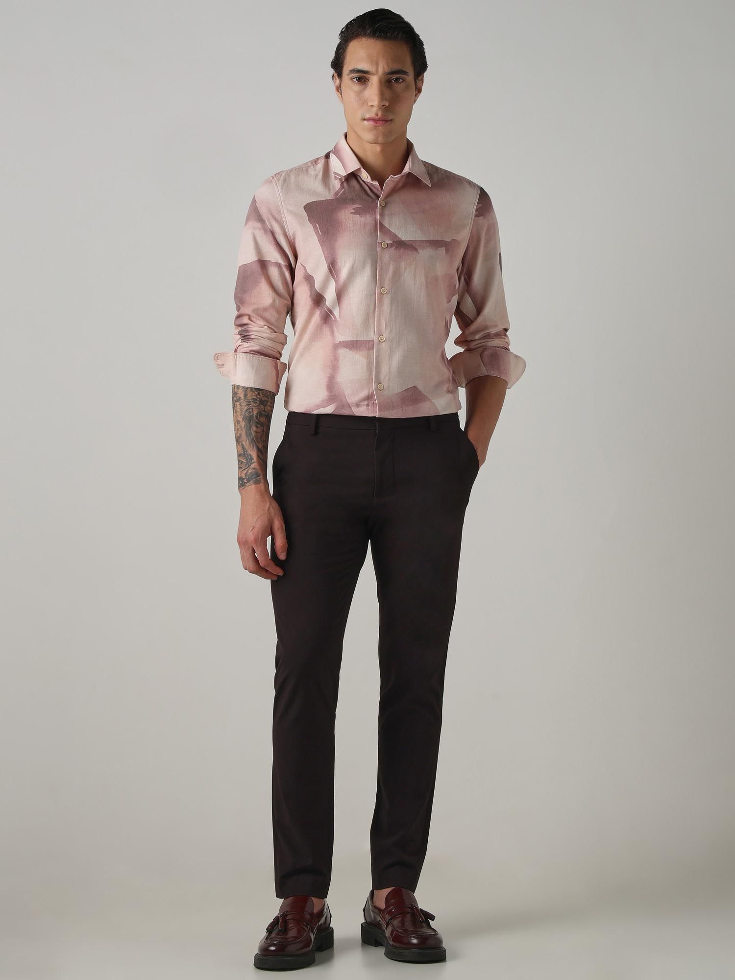 Soft Pastel Pink Abstract Men Shirt