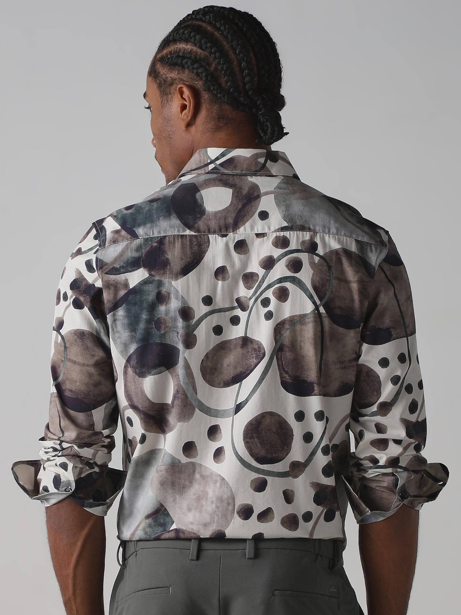 Muted Grey Abstract Men Shirt