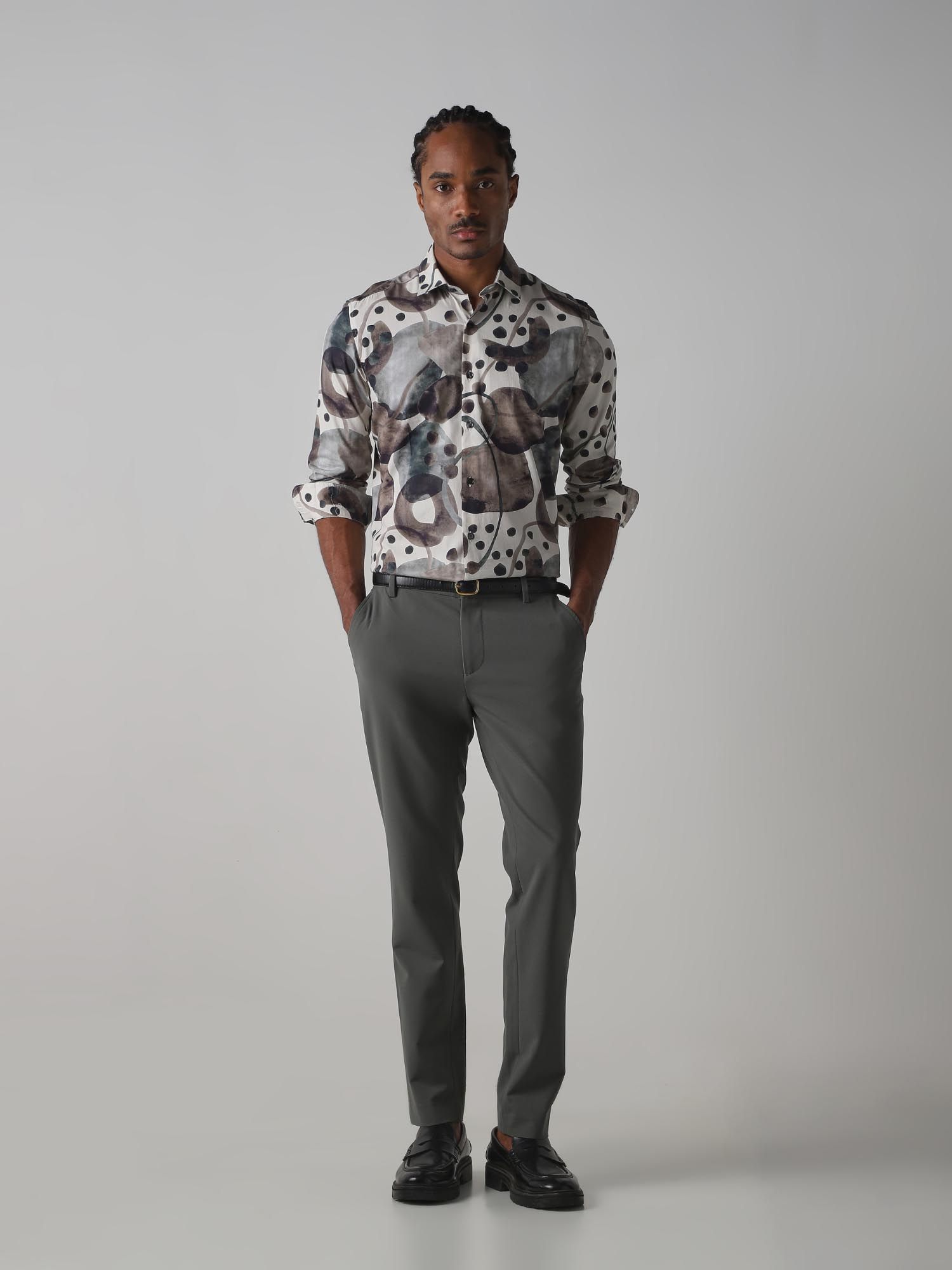 Muted Grey Abstract Men Shirt