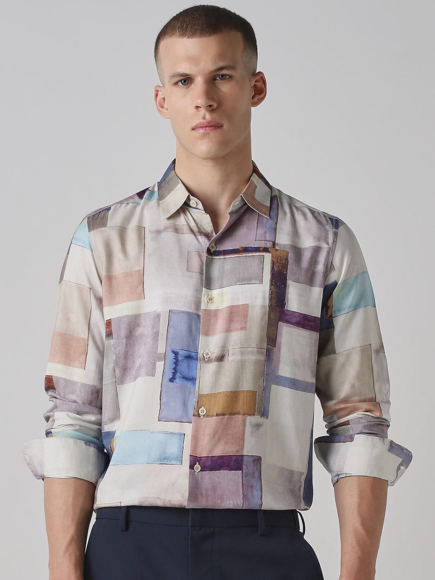 Muted Multicolor Abstract Men Shirt