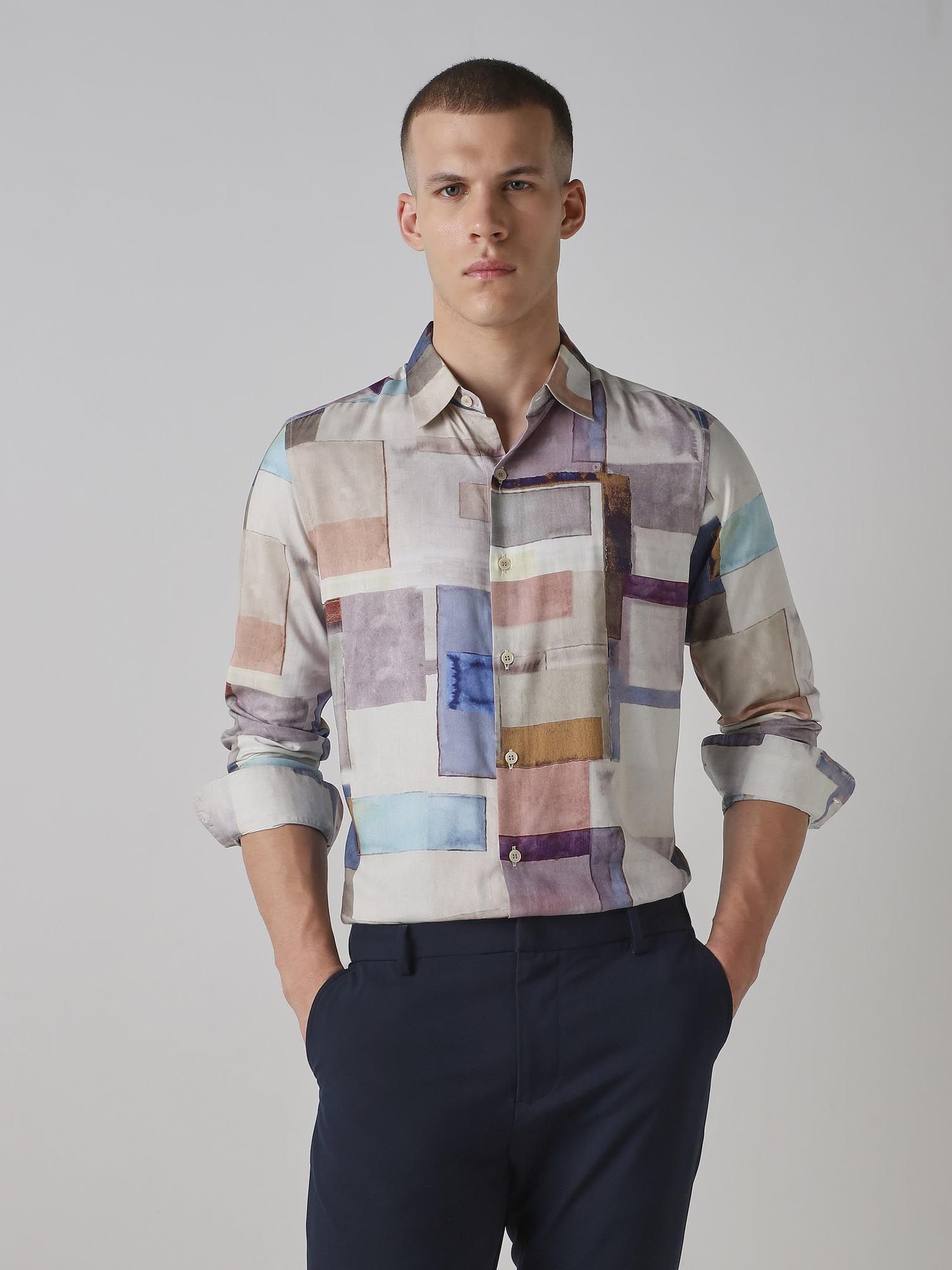 Muted Multicolor Abstract Men Shirt
