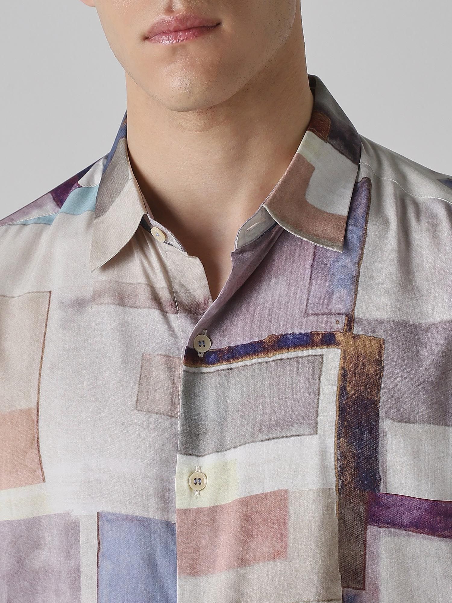 Muted Multicolor Abstract Men Shirt