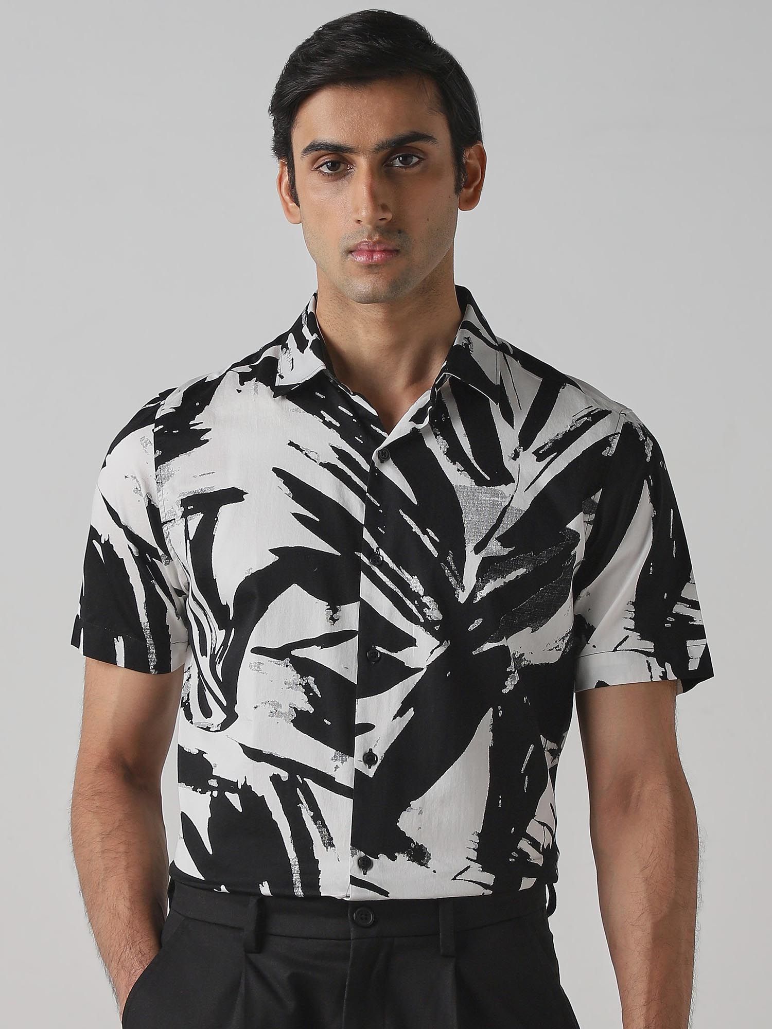 Black and White Abstract Men Shirt