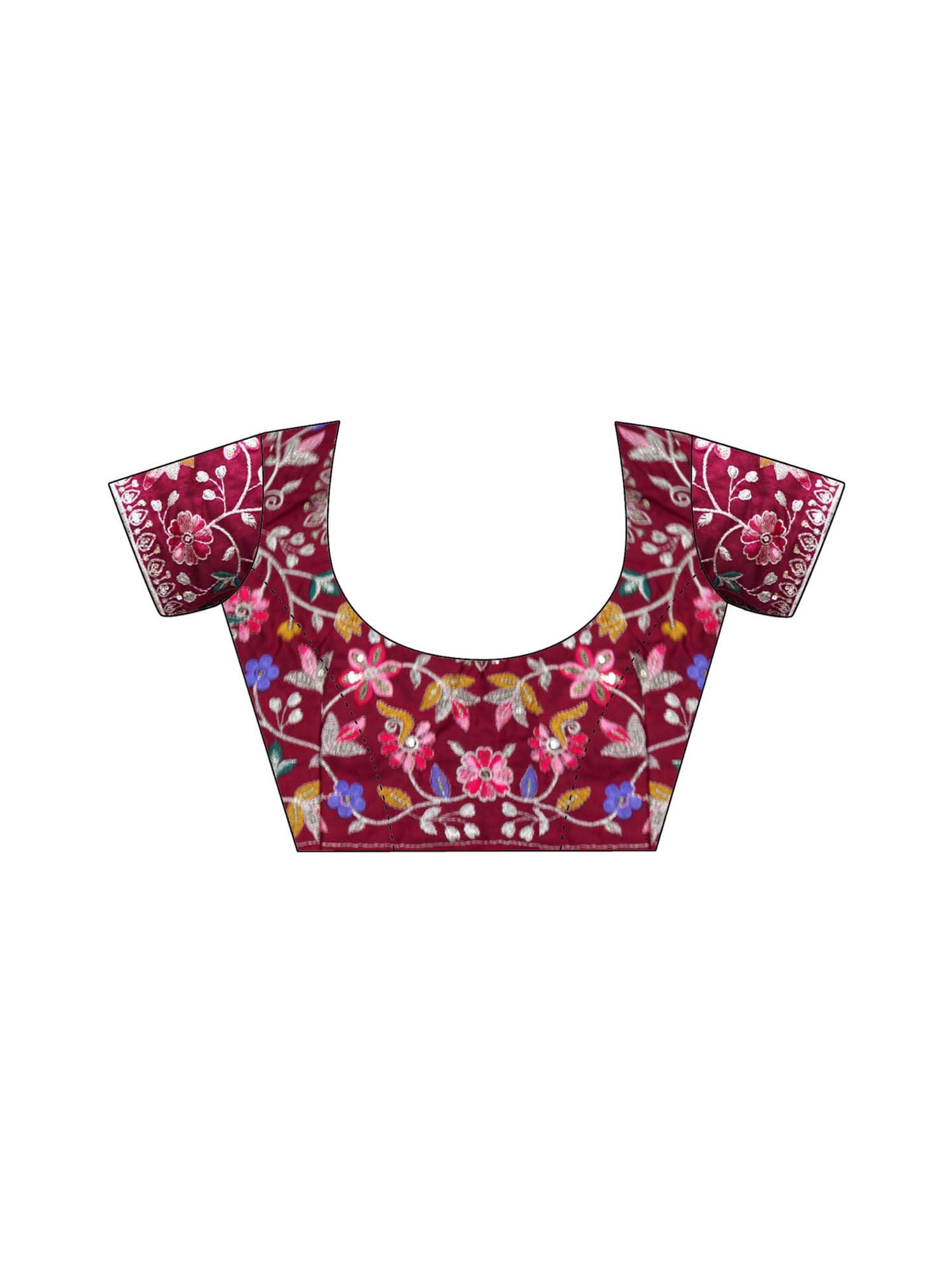 Magenta Bandhani Printed Georgette Saree with Unstitched Blouse