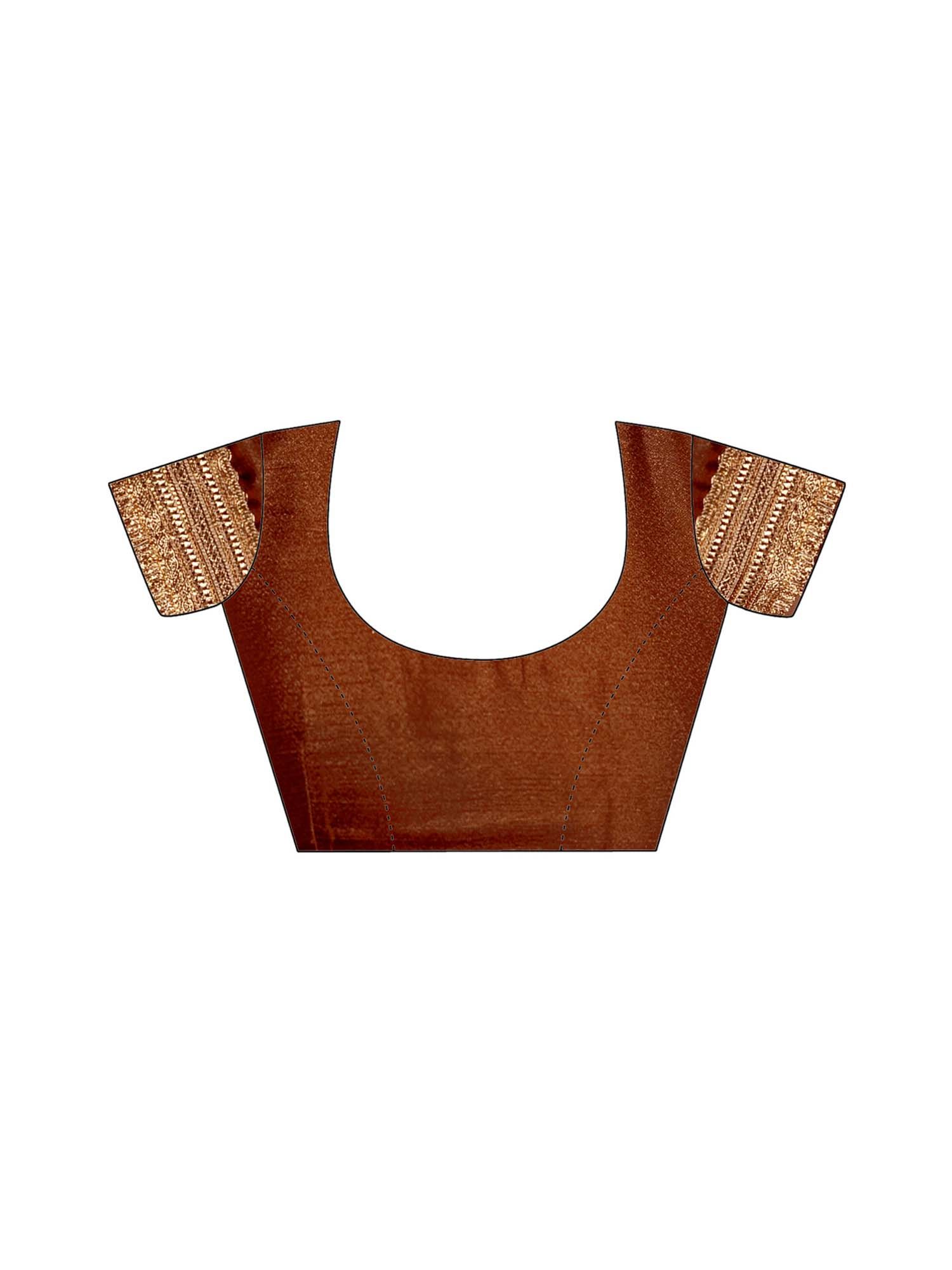 Copper Solid Gota Lace Work Silk Saree with Unstitched Blouse