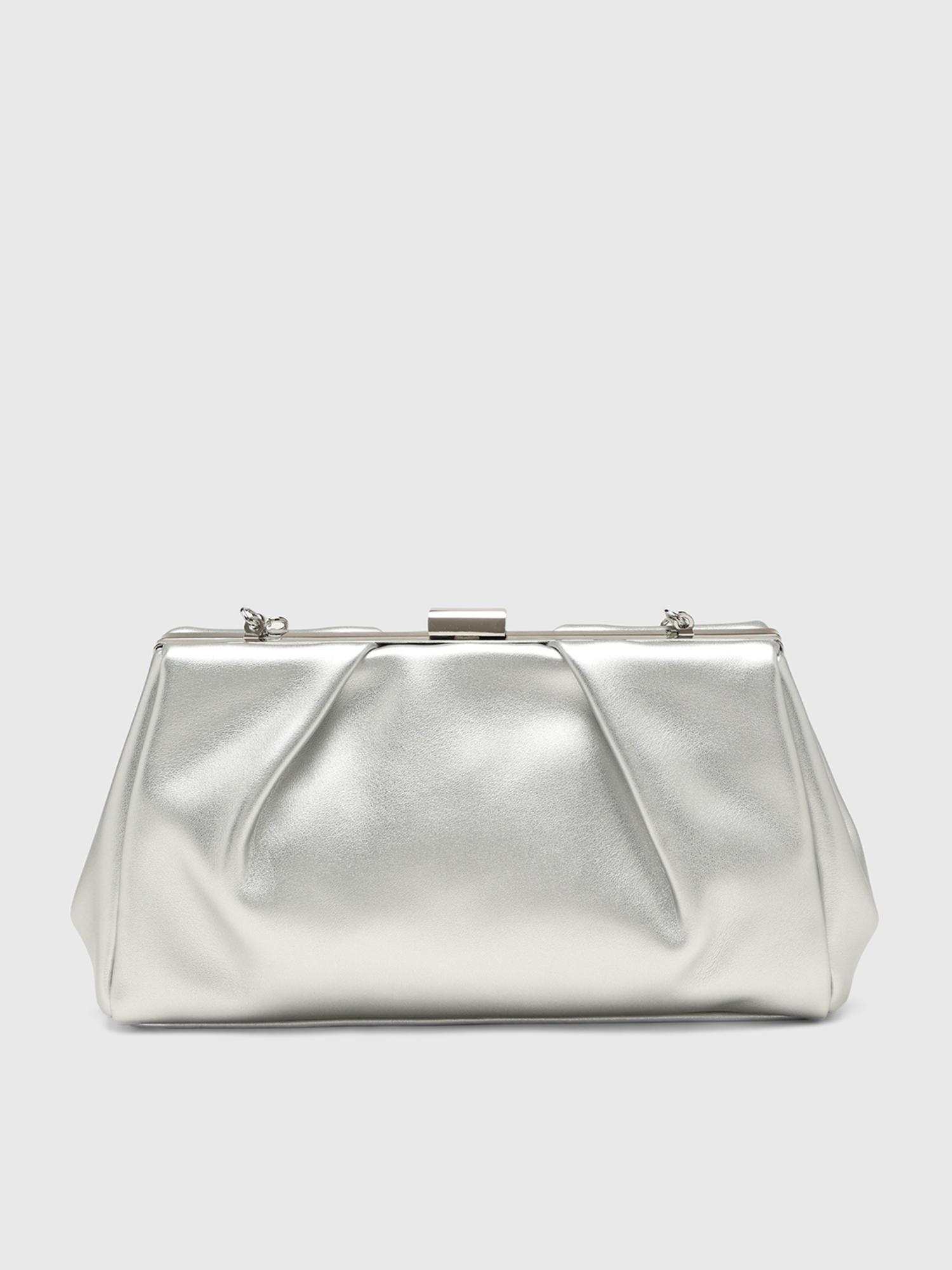 Mambo Women Clutch With Detachable Strap - Silver (S)