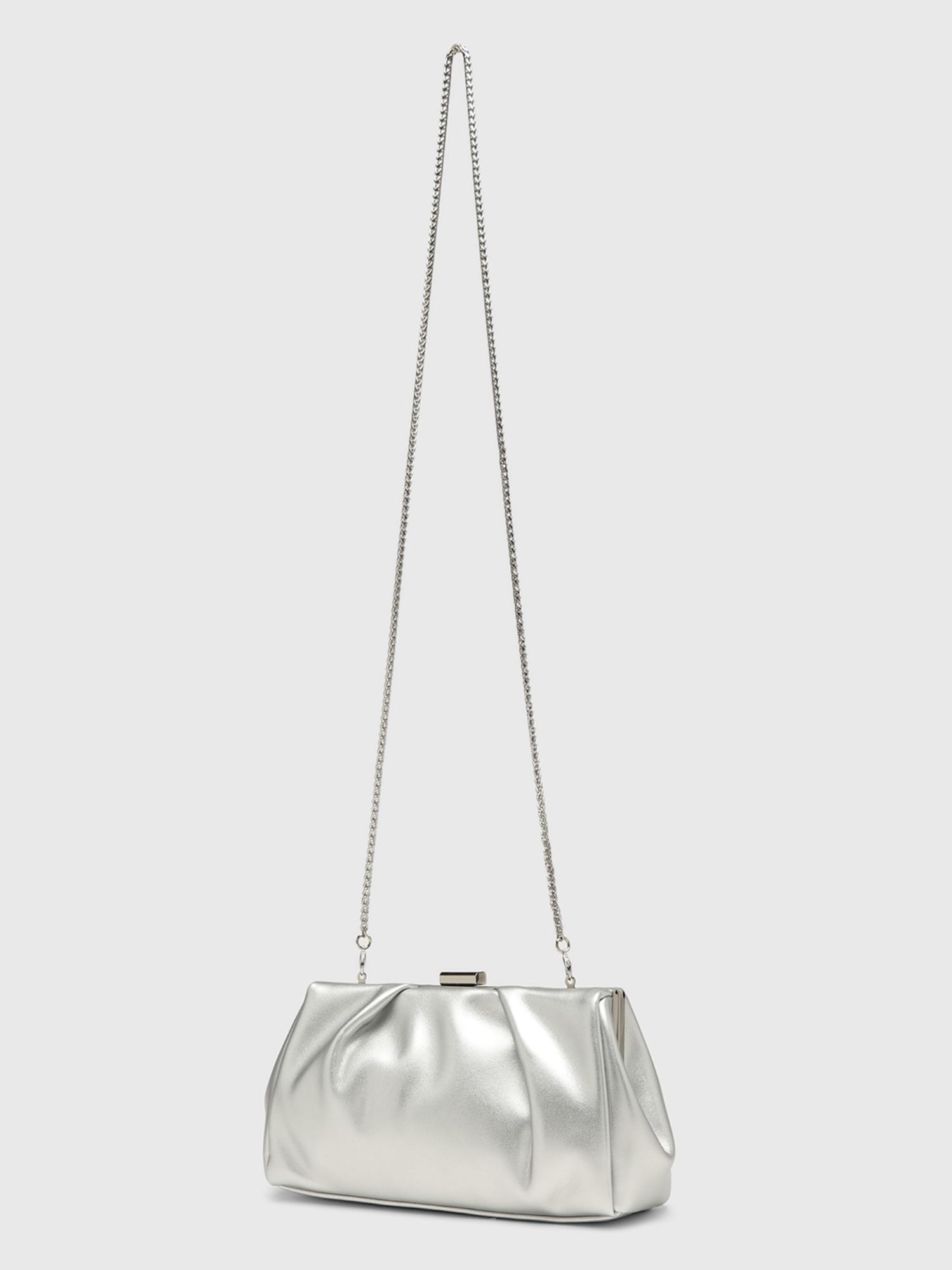 Mambo Women Clutch With Detachable Strap - Silver (S)
