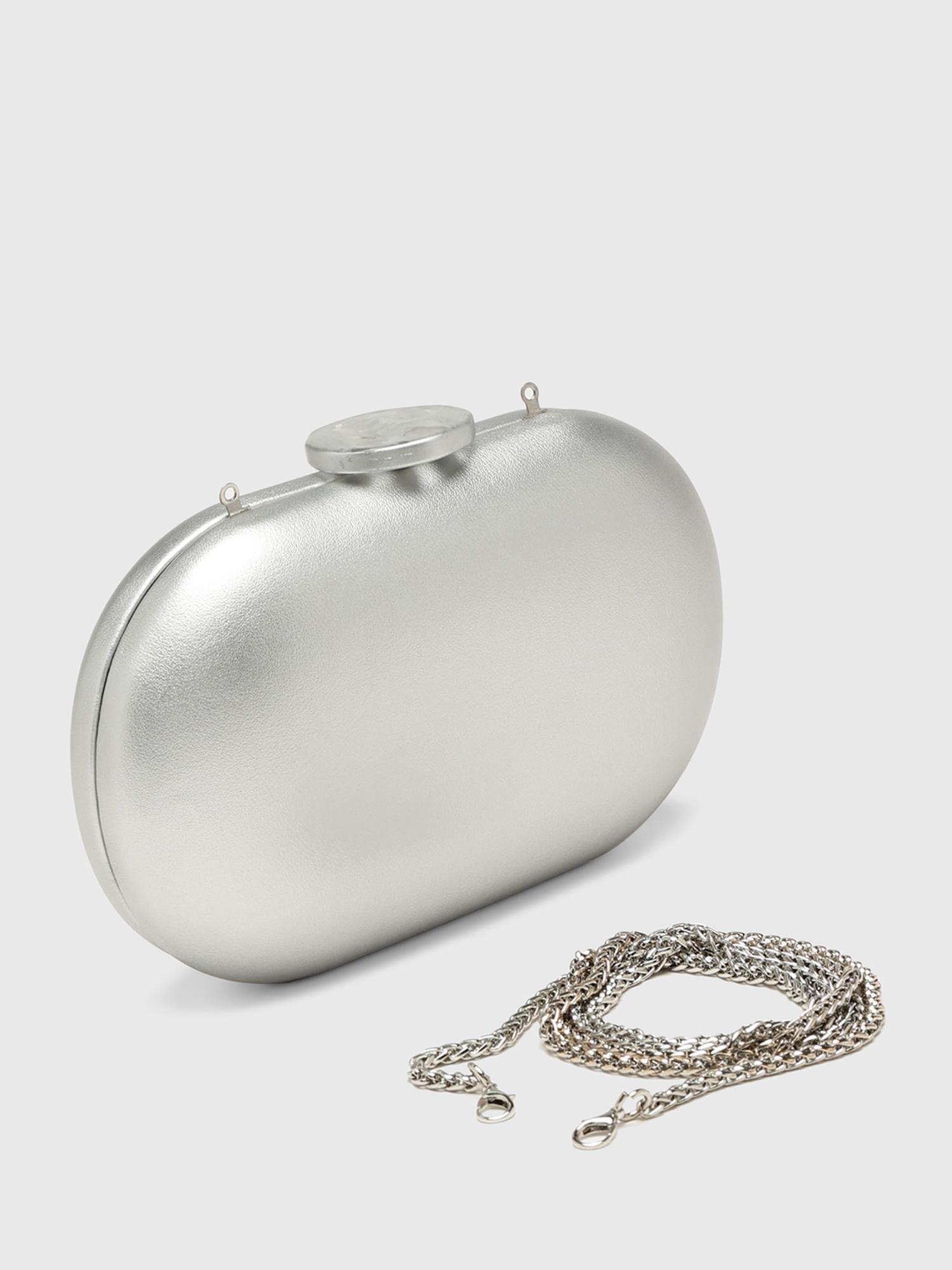 Tangerine V2 Women Clutch With Detachable Strap - Silver (S)