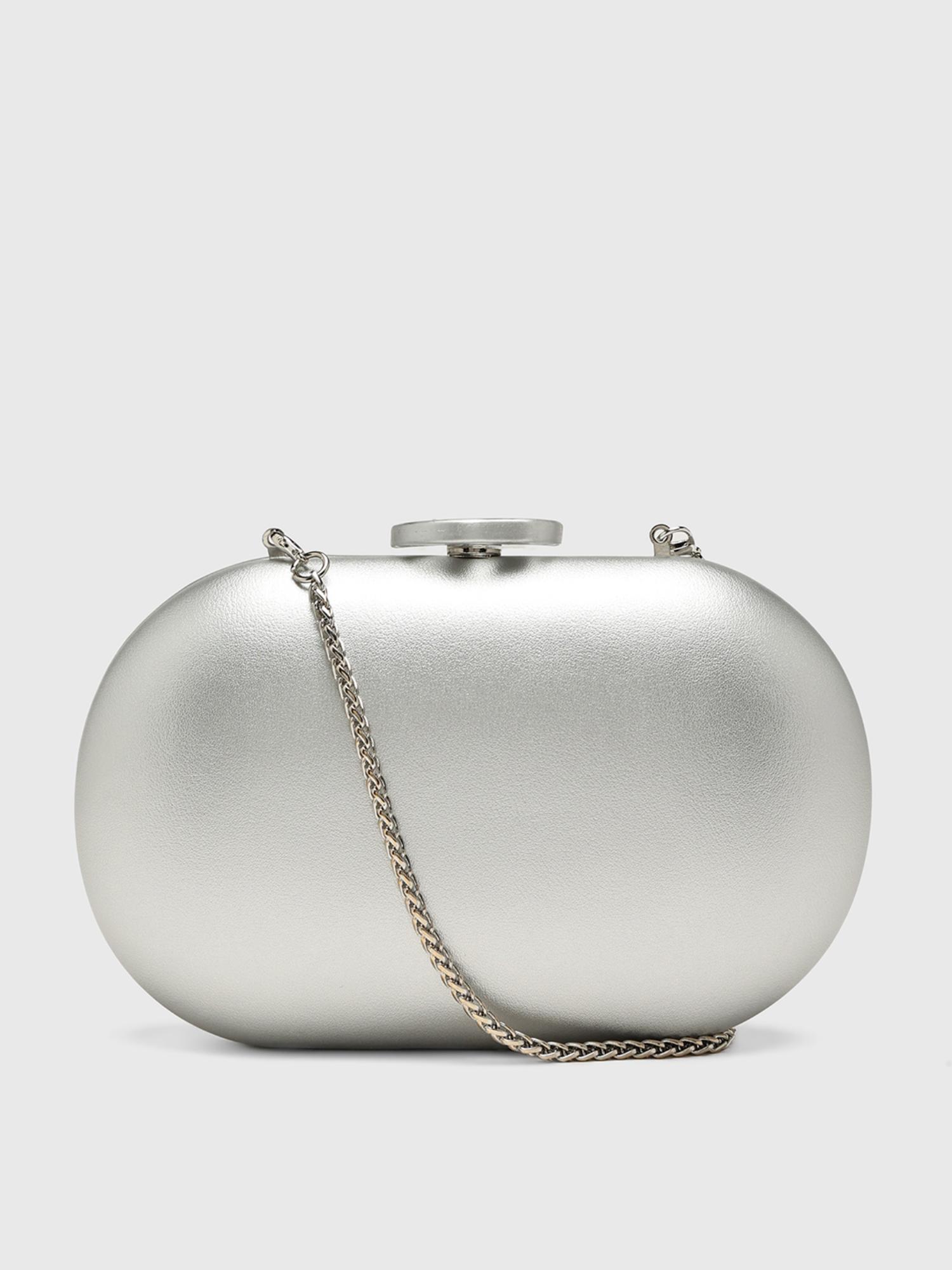 Tangerine V2 Women Clutch With Detachable Strap - Silver (S)