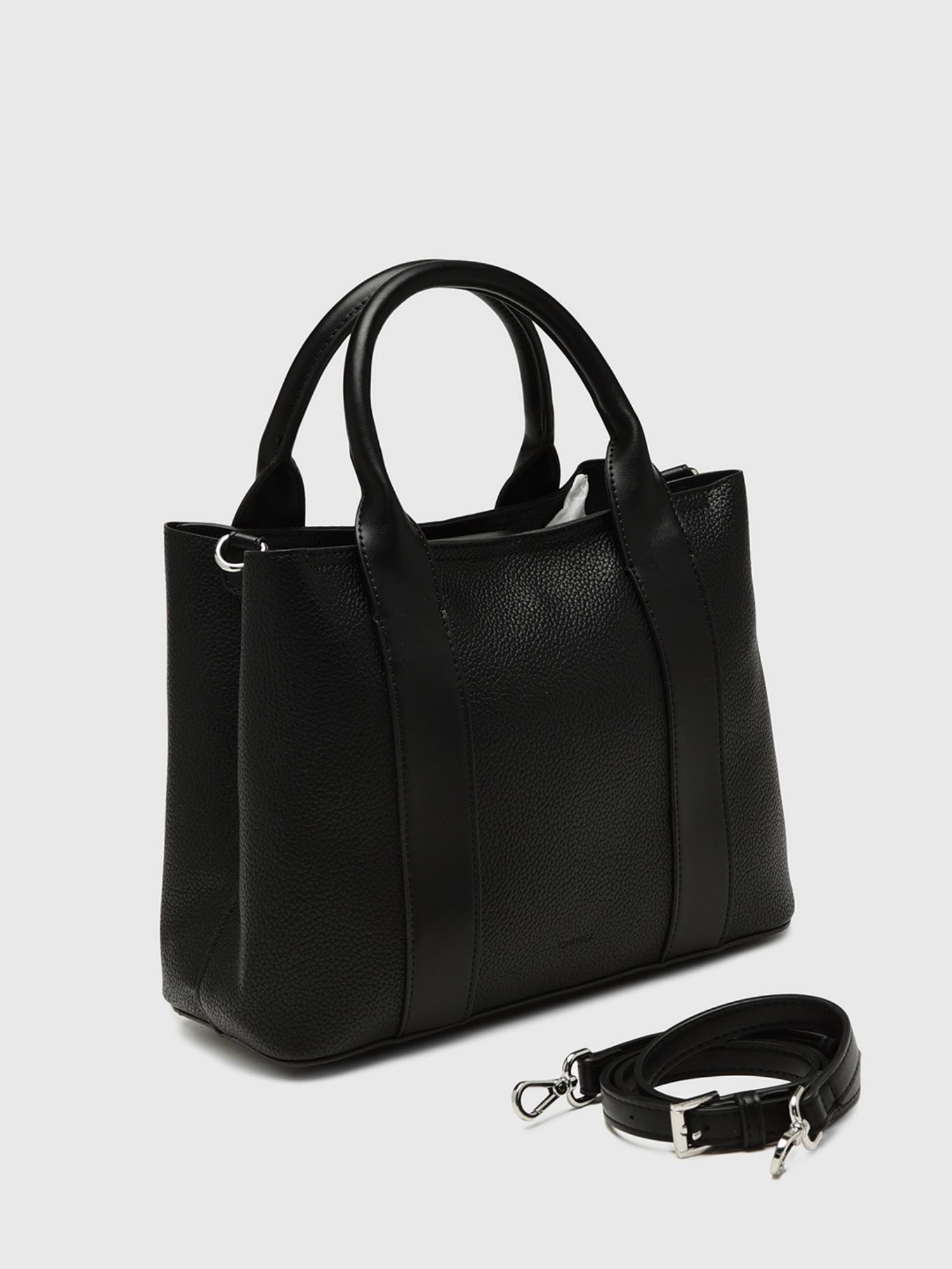 Edvige Women Satchel Bag With Detachable Strap - Black (M)