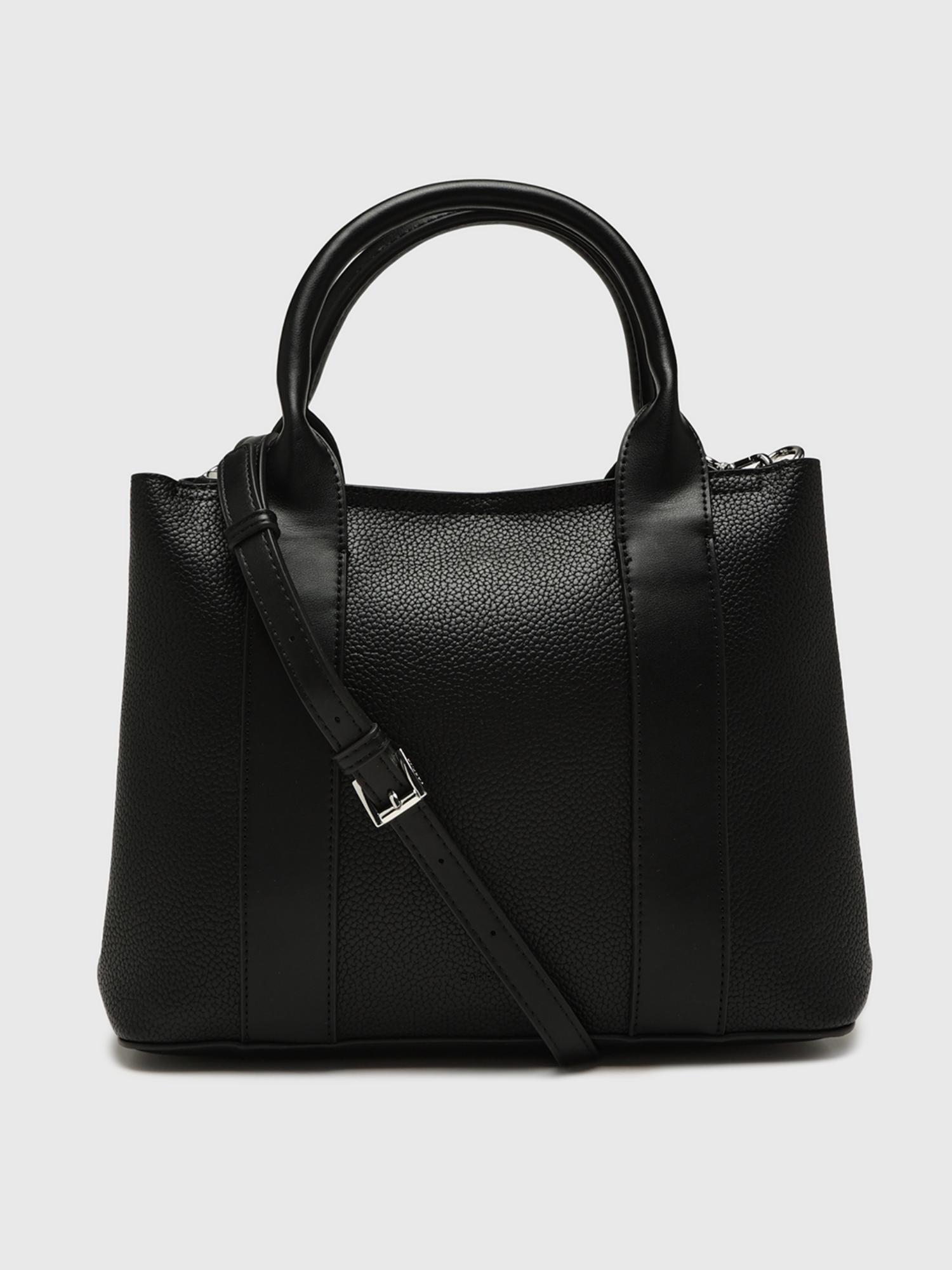 Edvige Women Satchel Bag With Detachable Strap - Black (M)
