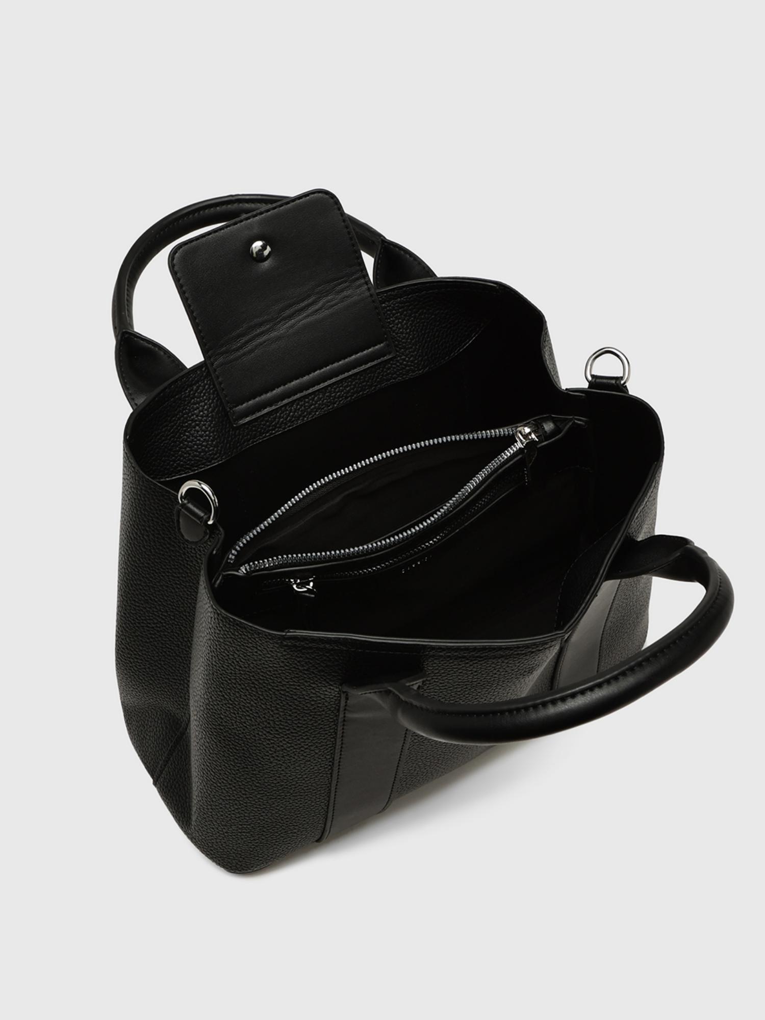 Edvige Women Satchel Bag With Detachable Strap - Black (M)