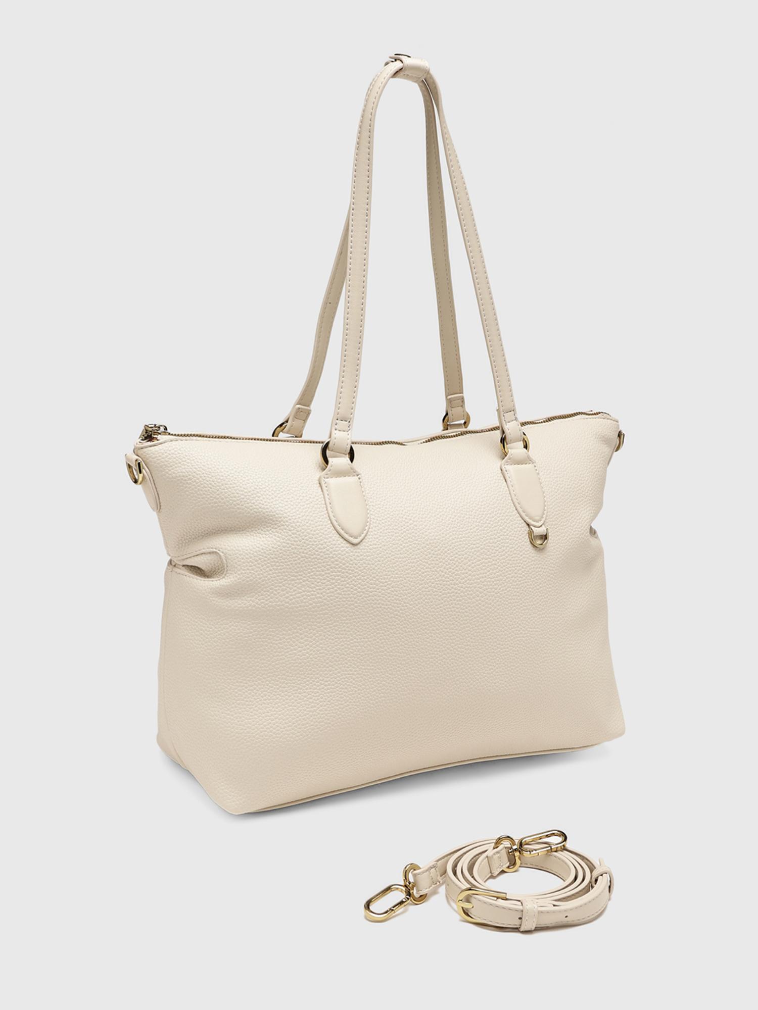 Augusta Women Tote Bag With Detachable Strap - Cream (L)