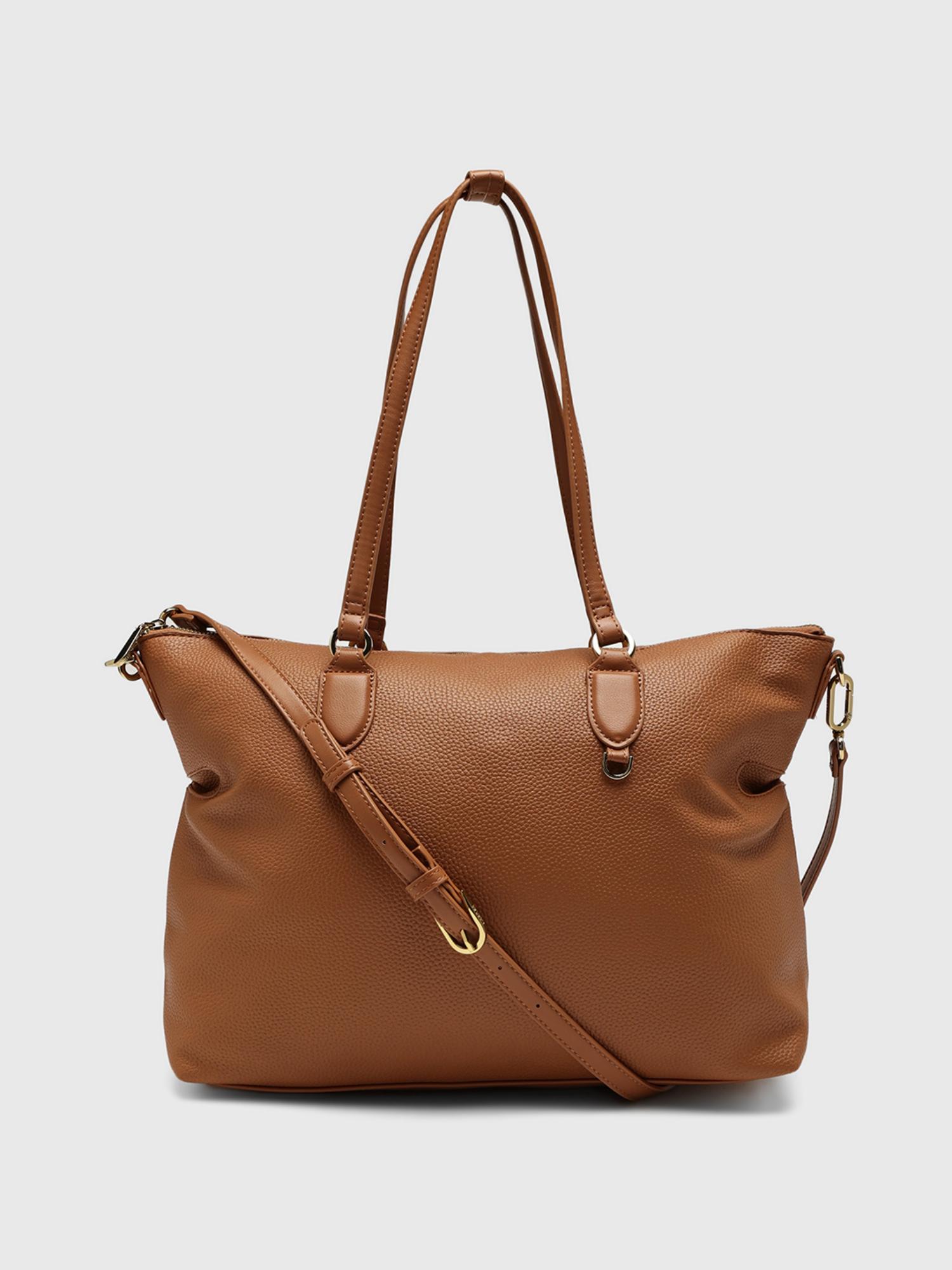 Augusta Women Tote Bag With Detachable Strap - Tan (L)