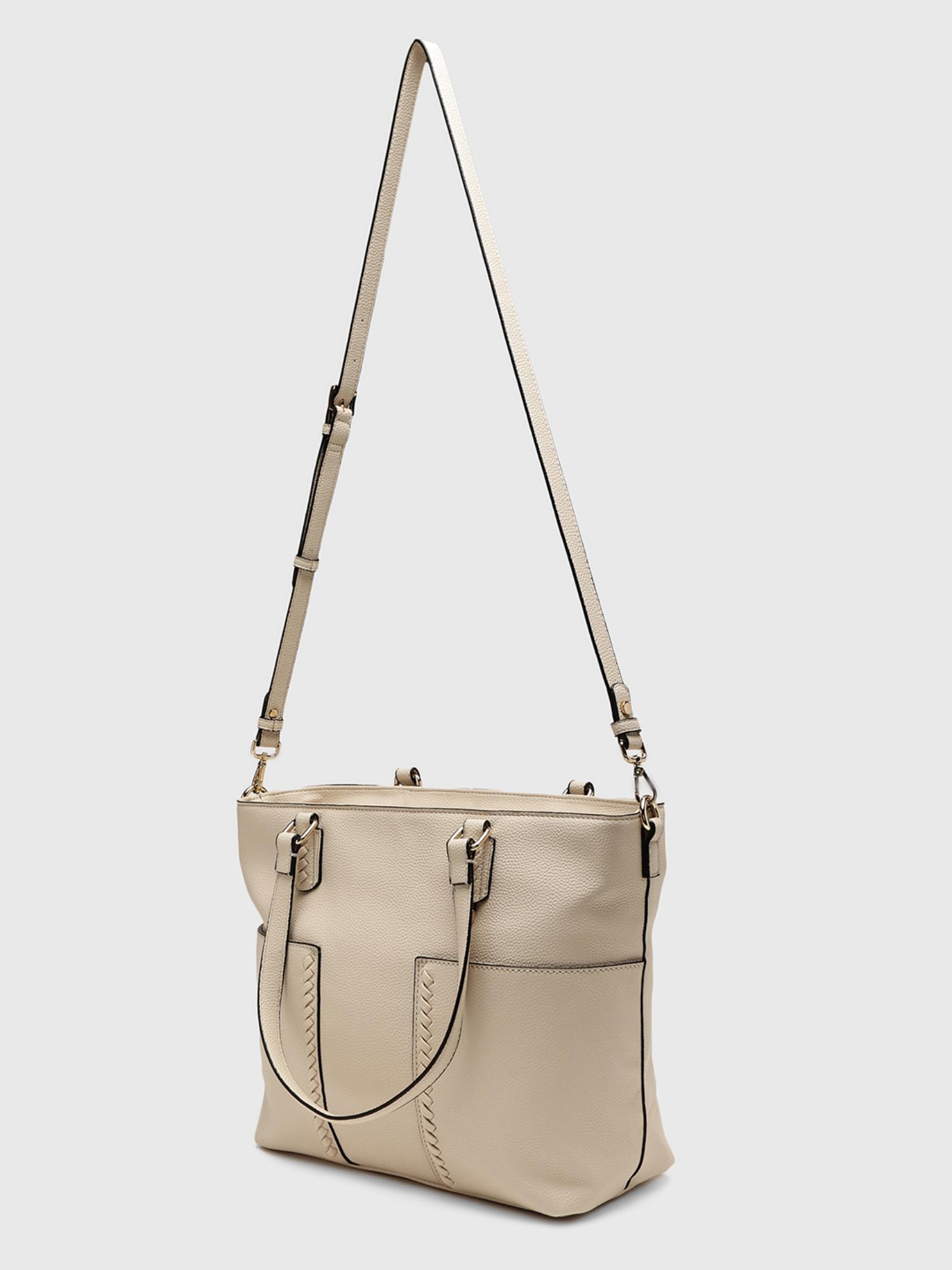Yukon Women Tote Bag With Detachable Strap - Cream (L)