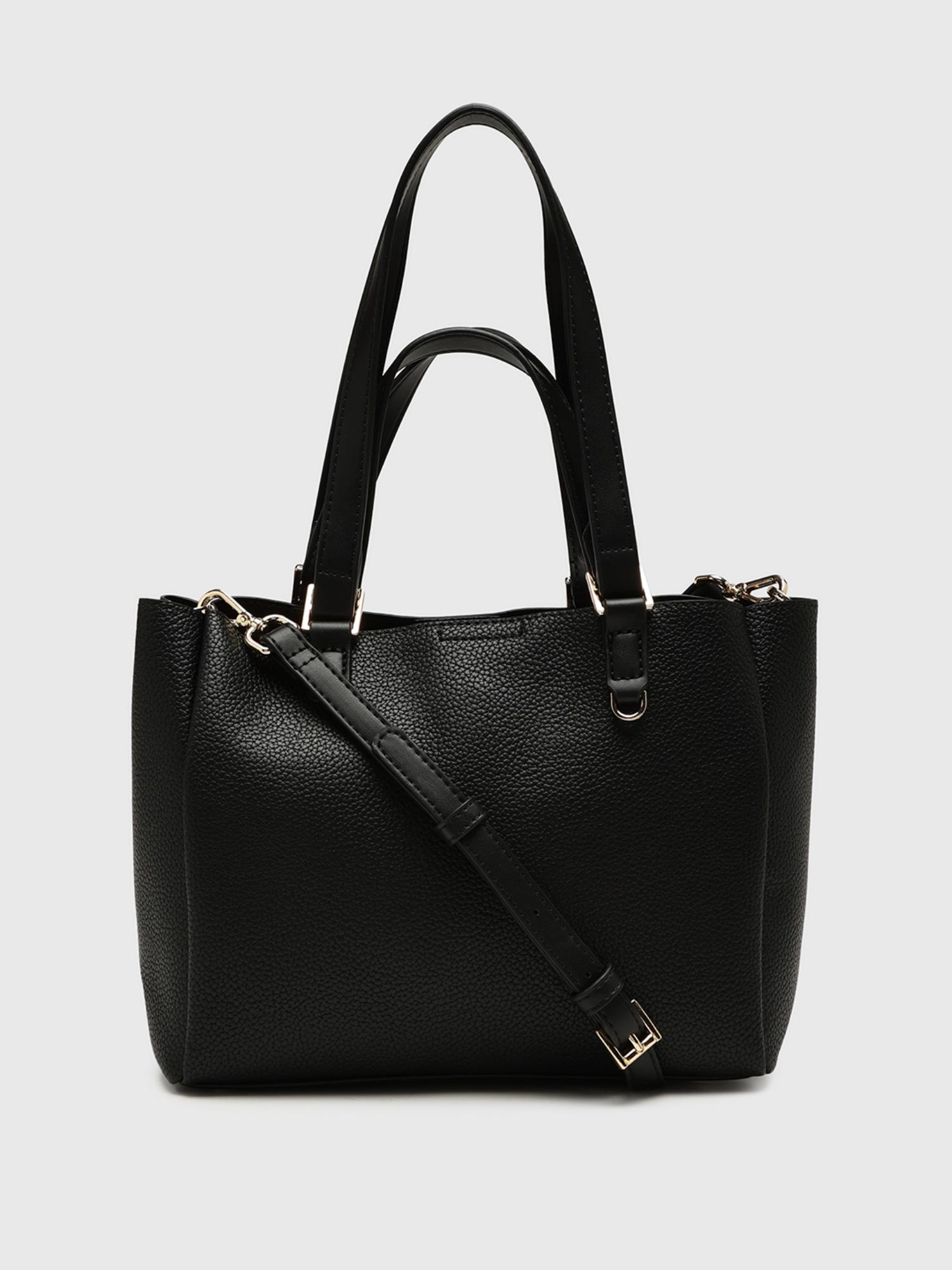 Amaranta Women Tote Bag With Detachable Strap - Black (L)