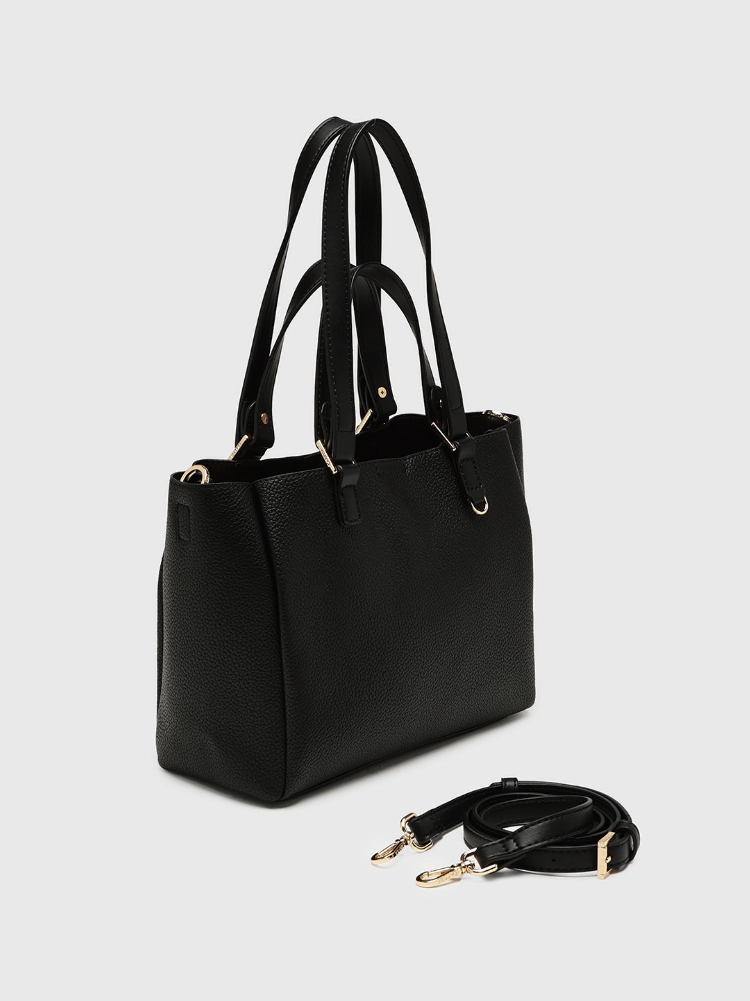 Amaranta Women Tote Bag With Detachable Strap - Black (L)