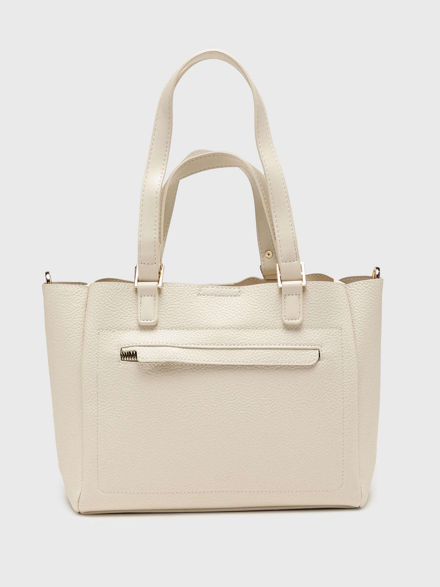 Amaranta Women Tote Bag With Detachable Strap - Cream (L)