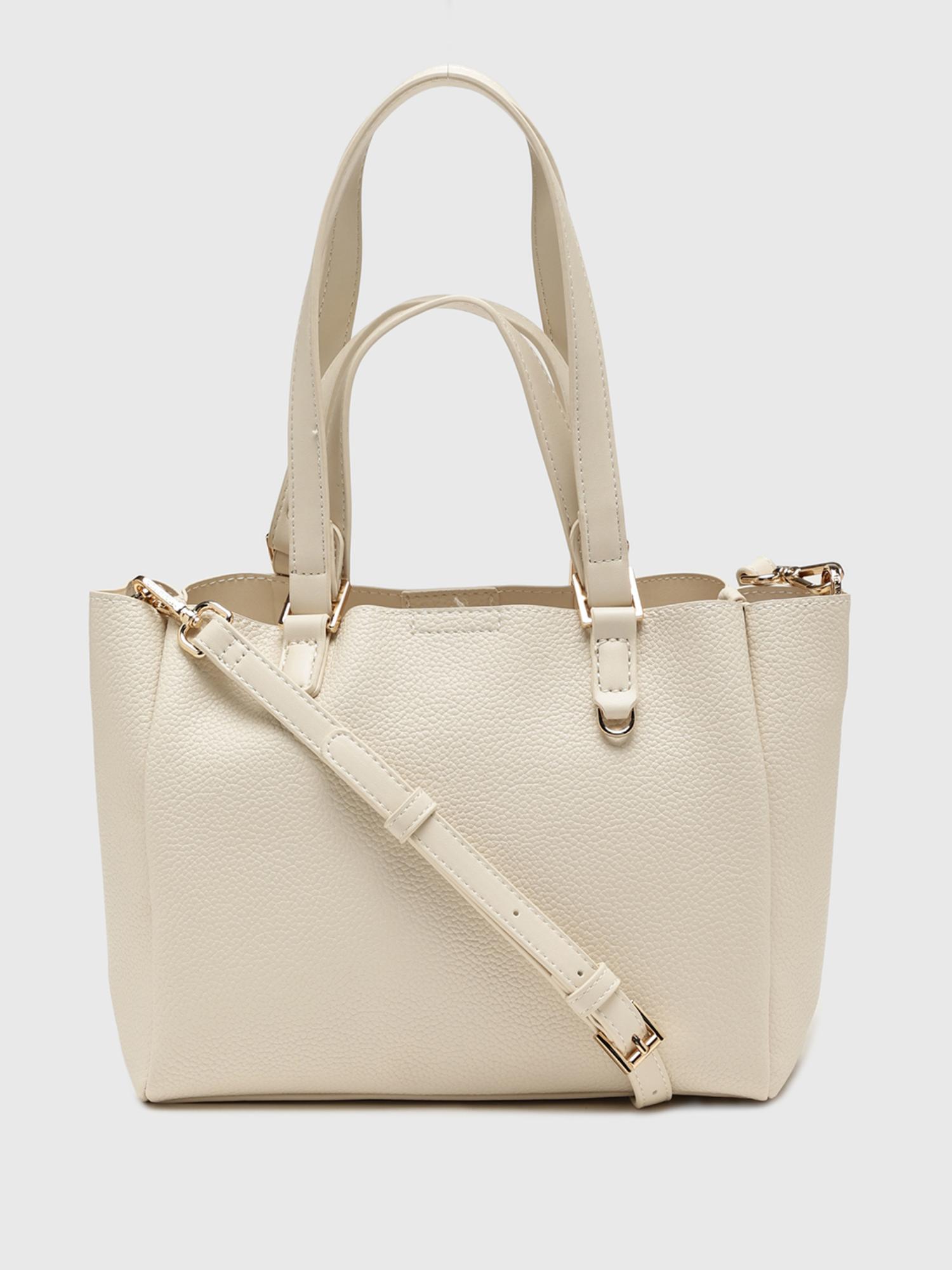 Amaranta Women Tote Bag With Detachable Strap - Cream (L)