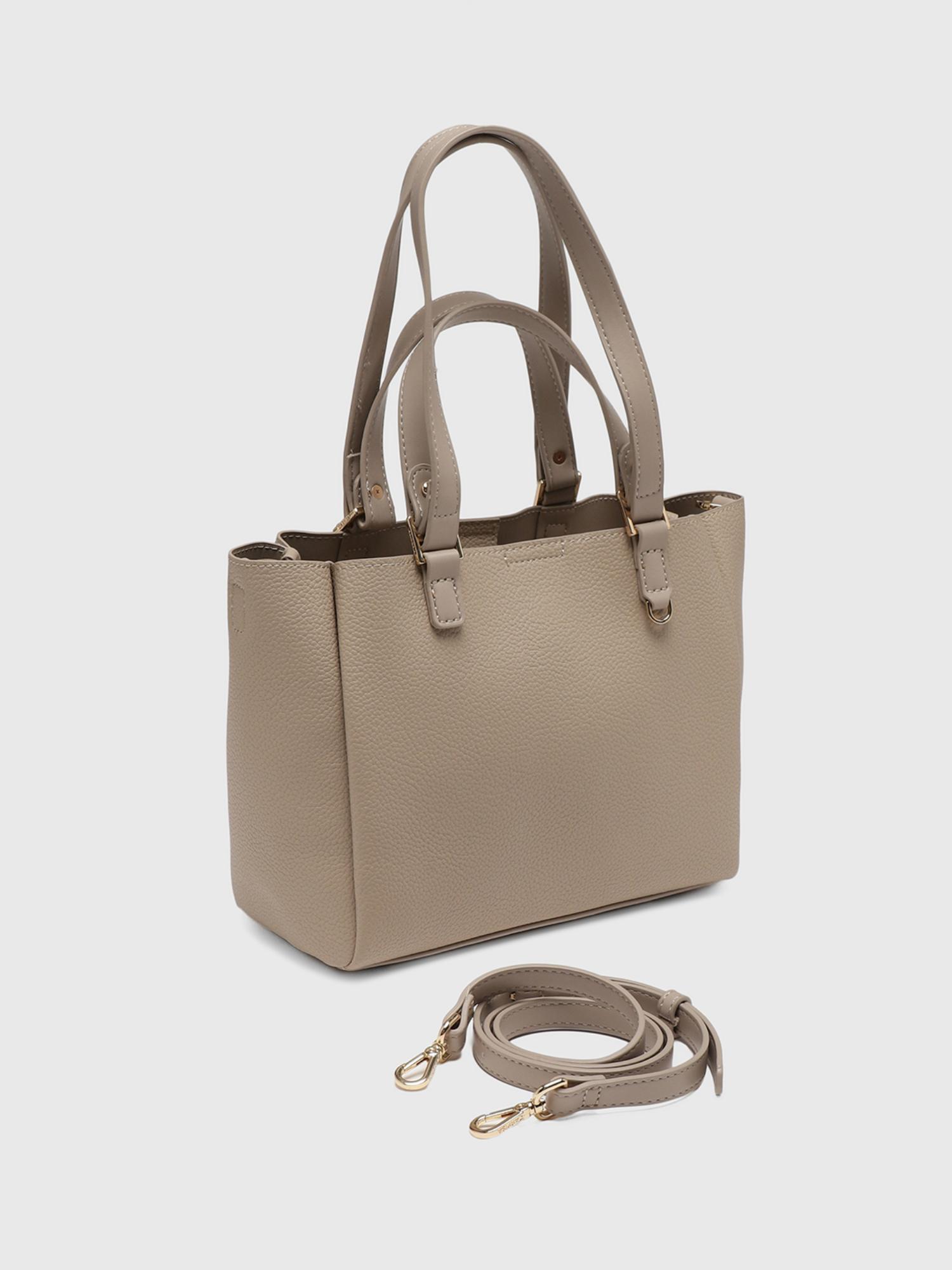 Amaranta Women Tote Bag With Detachable Strap - Beige (L)