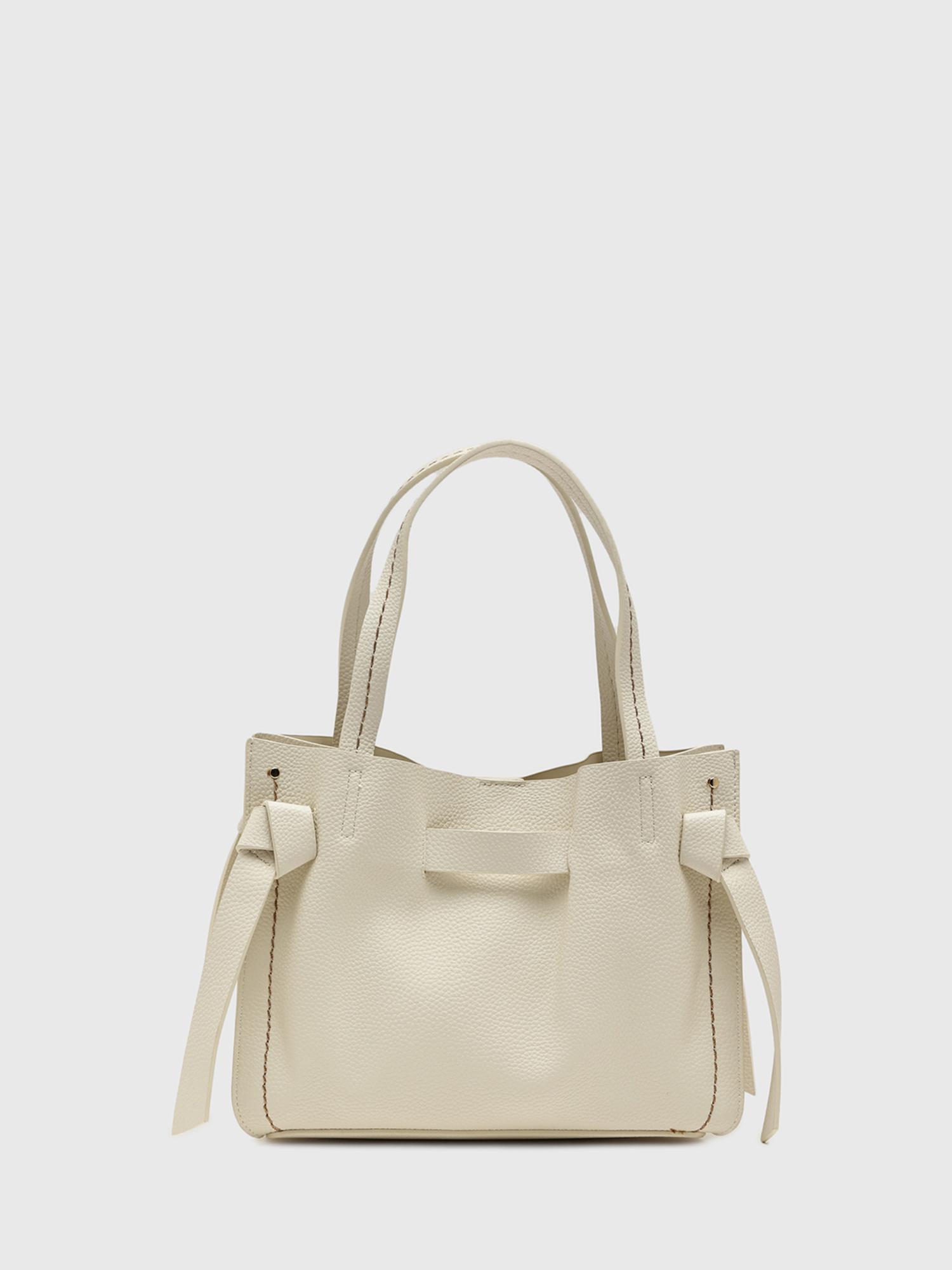 Felce Women Satchel Bag With Detachable Strap - Off White (M)